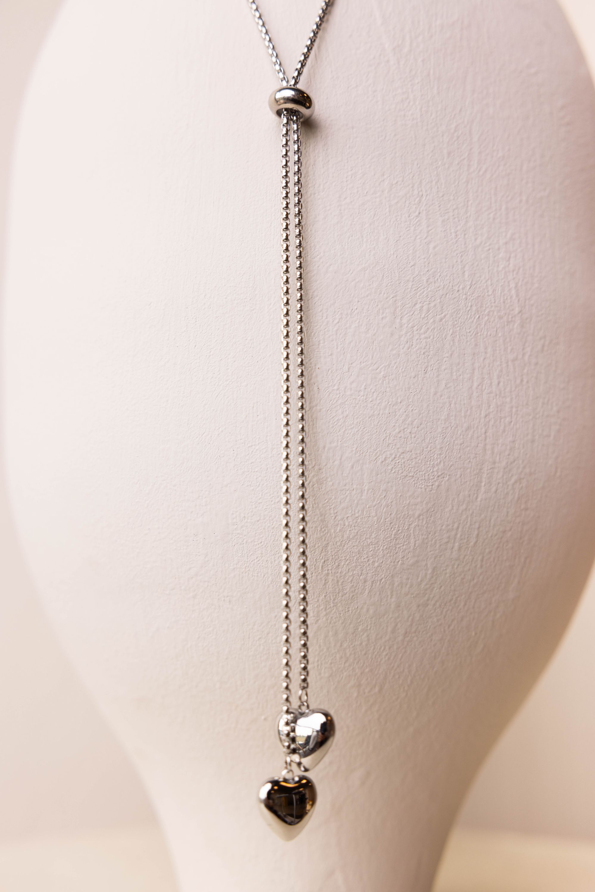 Norah Zilverkleurige ketting met dubbel hartje silver 218616-099-ONE