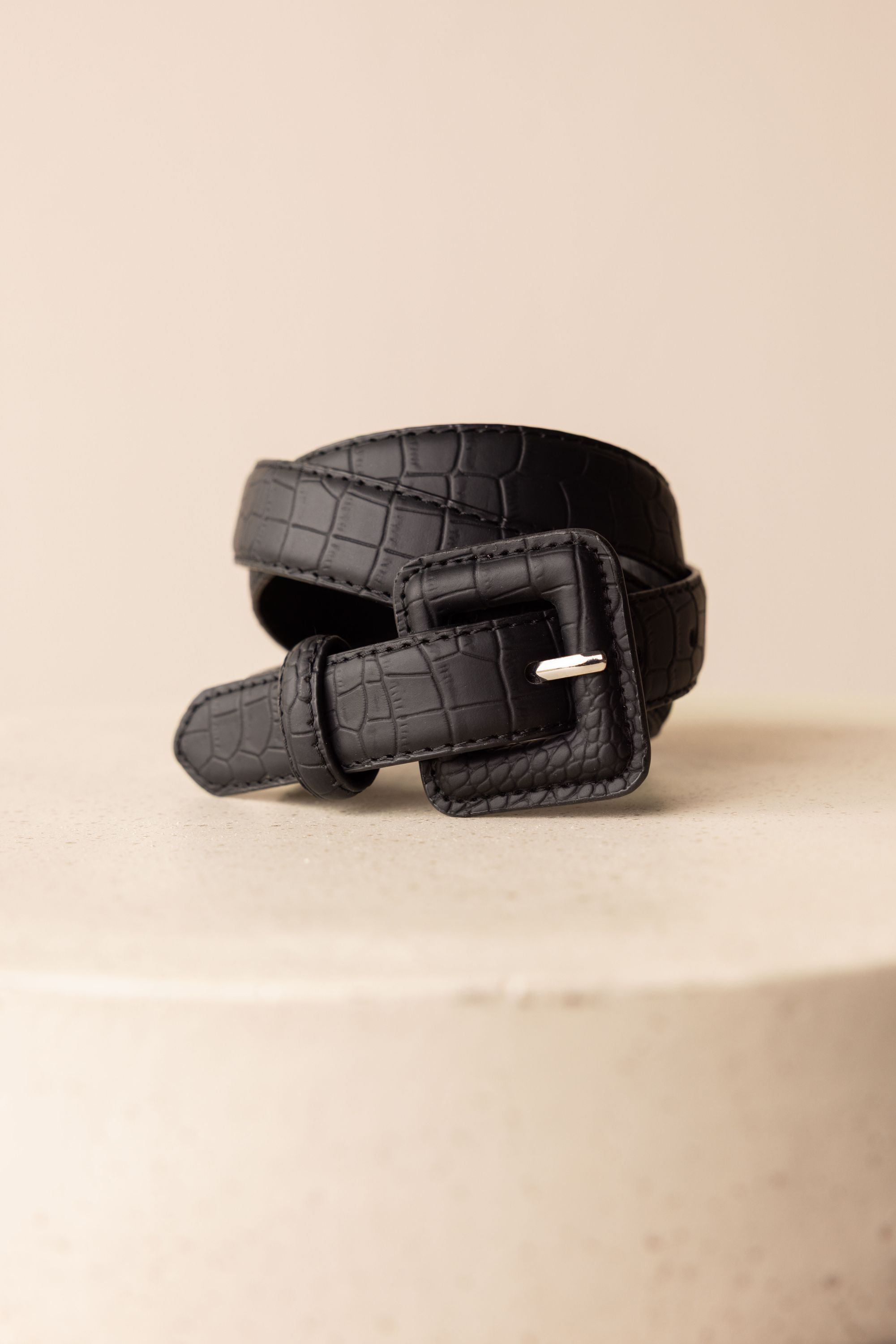 Norah Zwarte riem met structuur black 218620-001-L