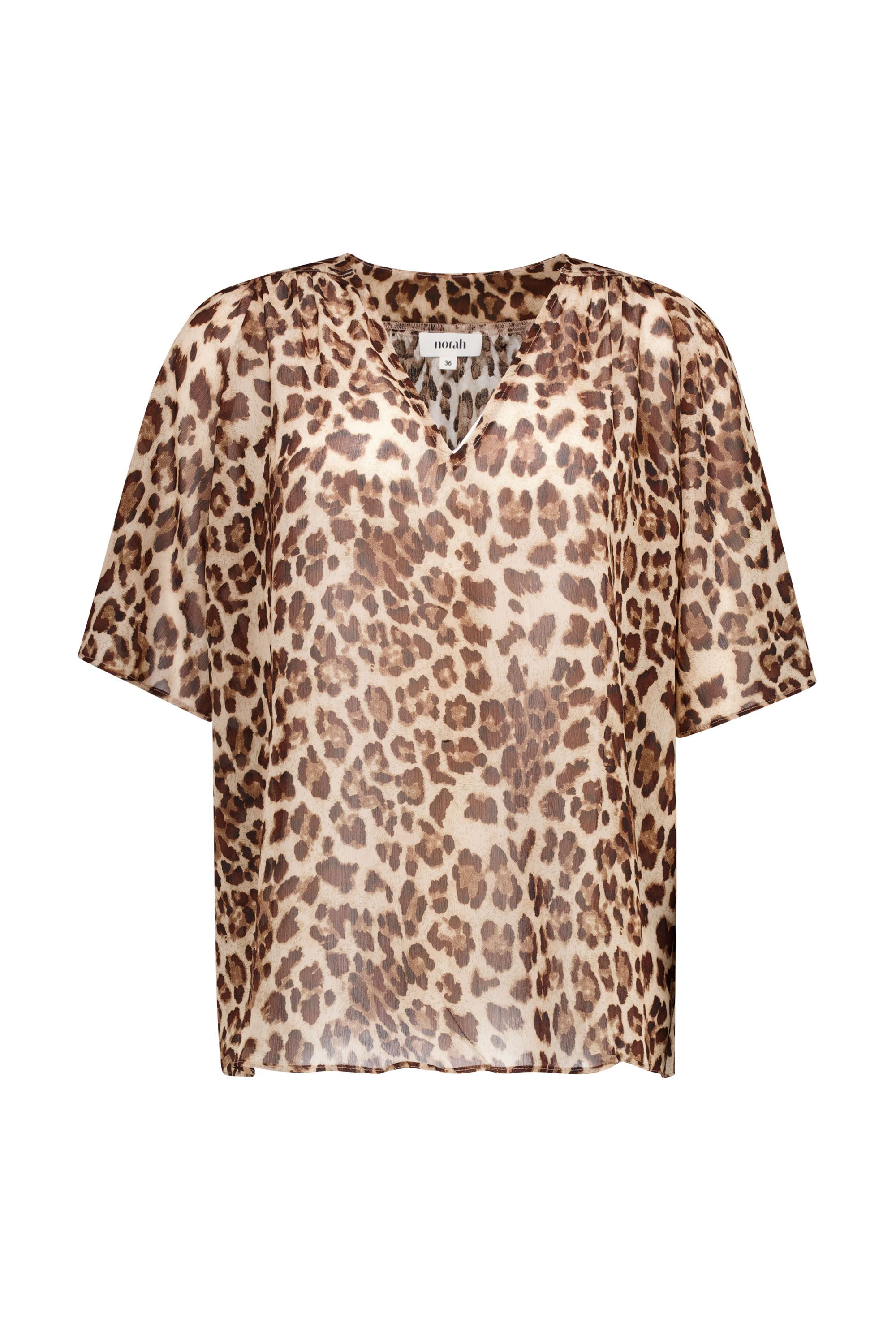 Norah Bruine blouse met luipaardprint brown multicolor 218660-220