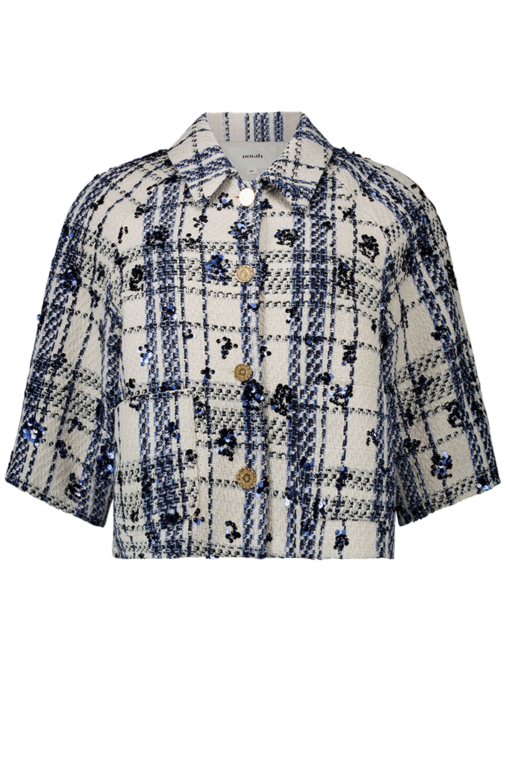 Norah Ecru/blauw bouclé jasje blue/ecru 218662-441-40