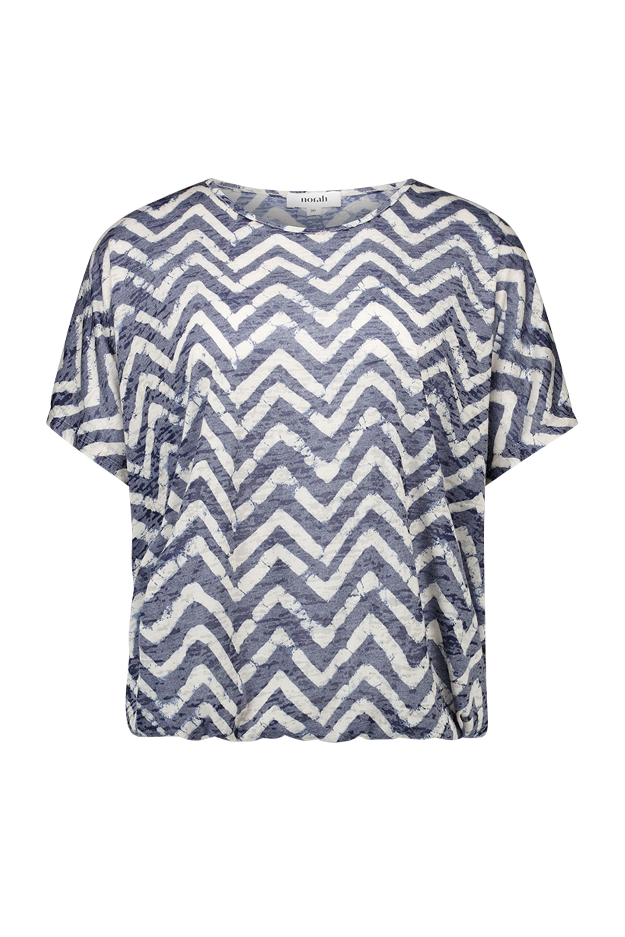 Norah Ecru/blauw shirt met grafische print blue/ecru 218667-441-38