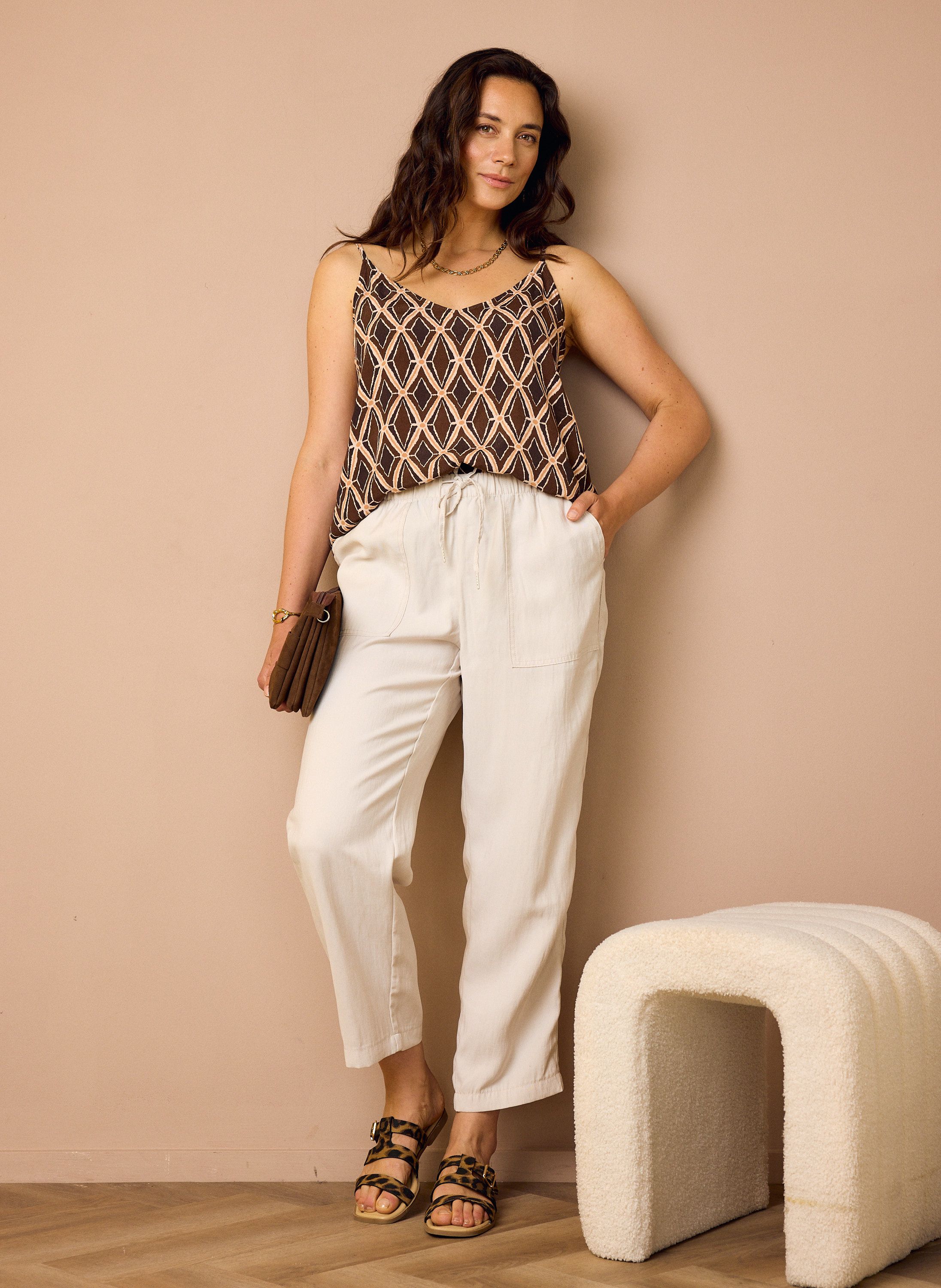 Norah Loose fit broek | Licht zandkleurig  218672-117-34