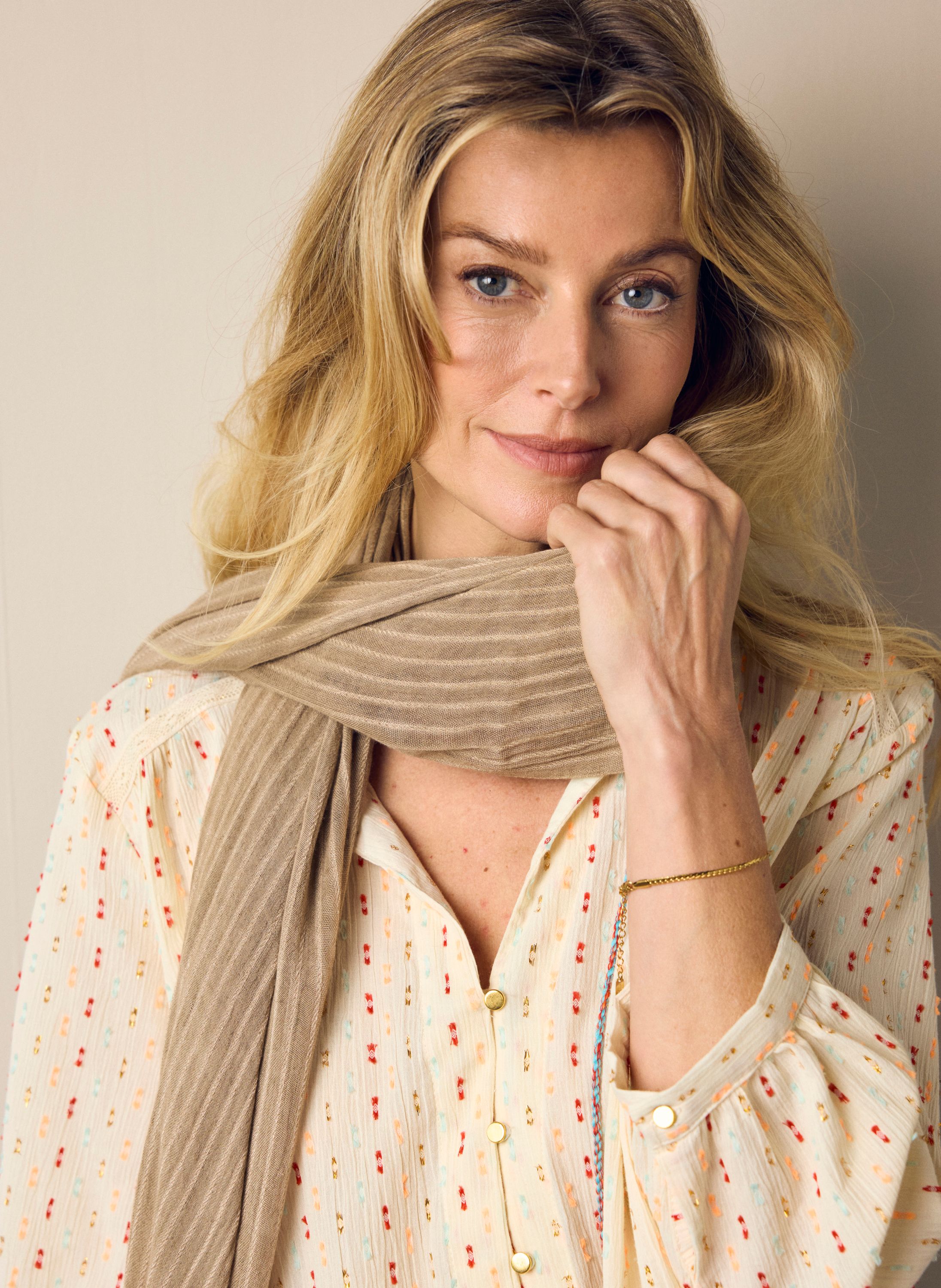 Norah Taupe gestreepte sjaal taupe 218678-204-ONE