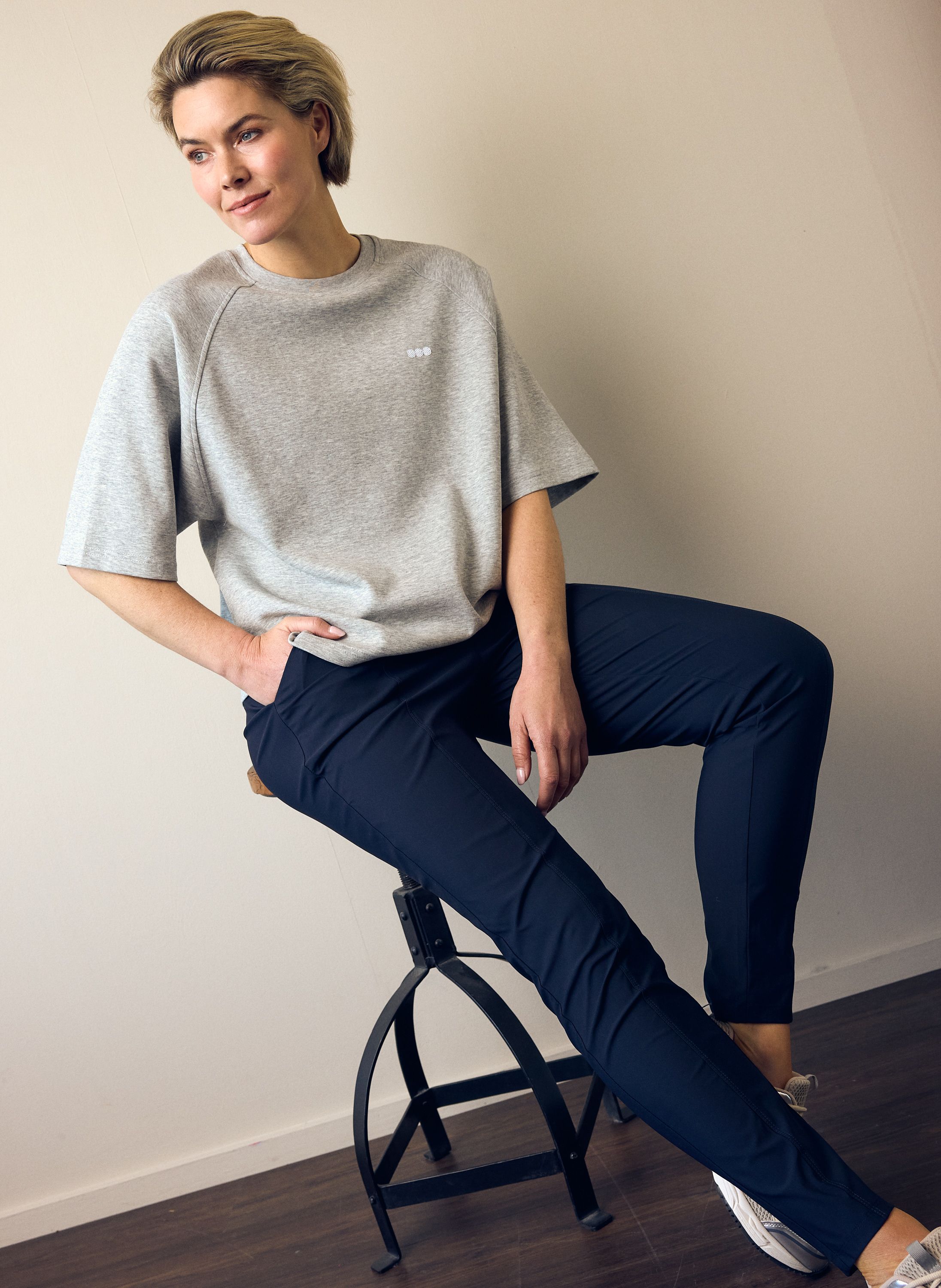 Norah Slim fit broek | Donkerblauw | Travelstof dark blue 218684-499-40