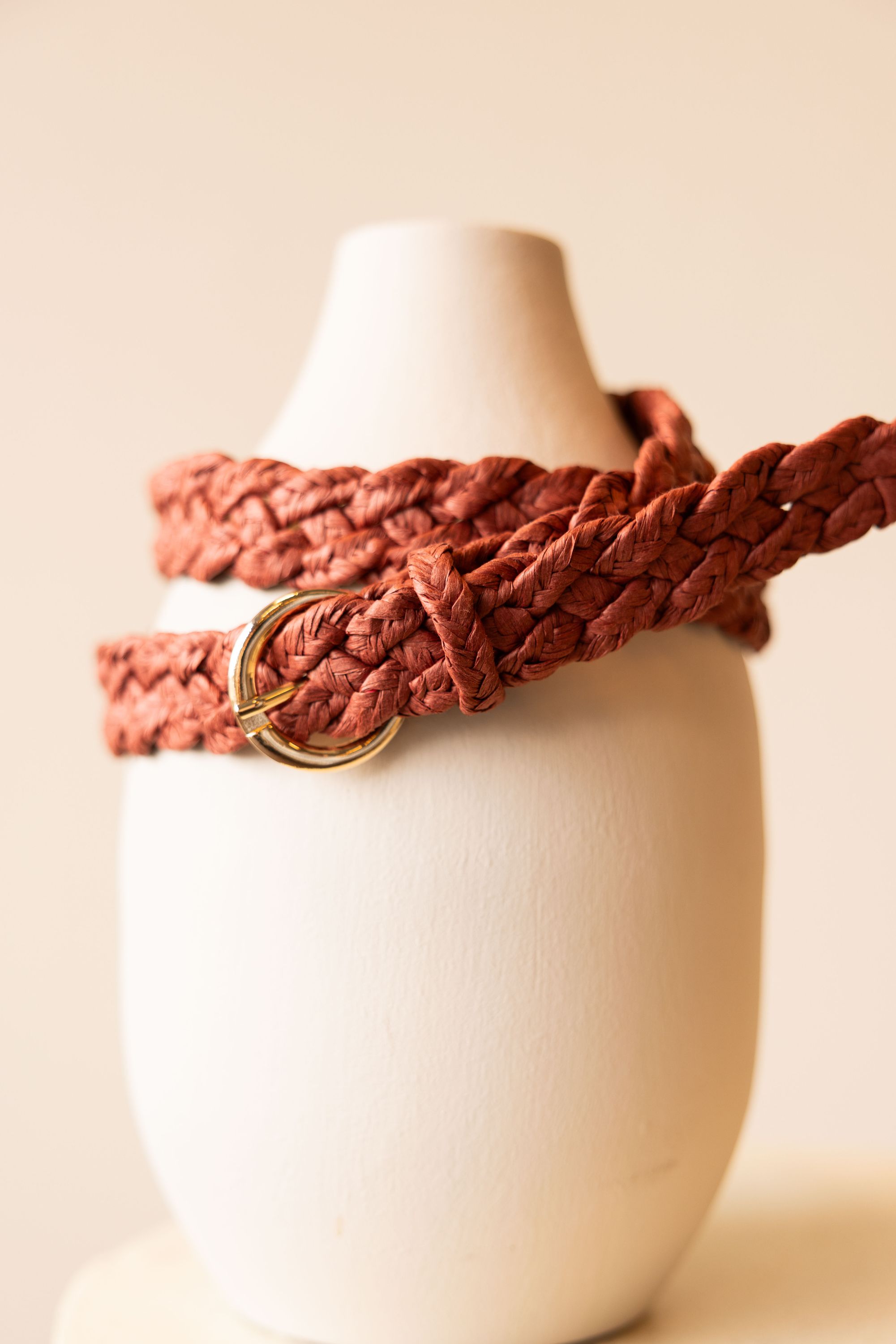 Norah Rode gevlochten riem merlot 218689-698-L