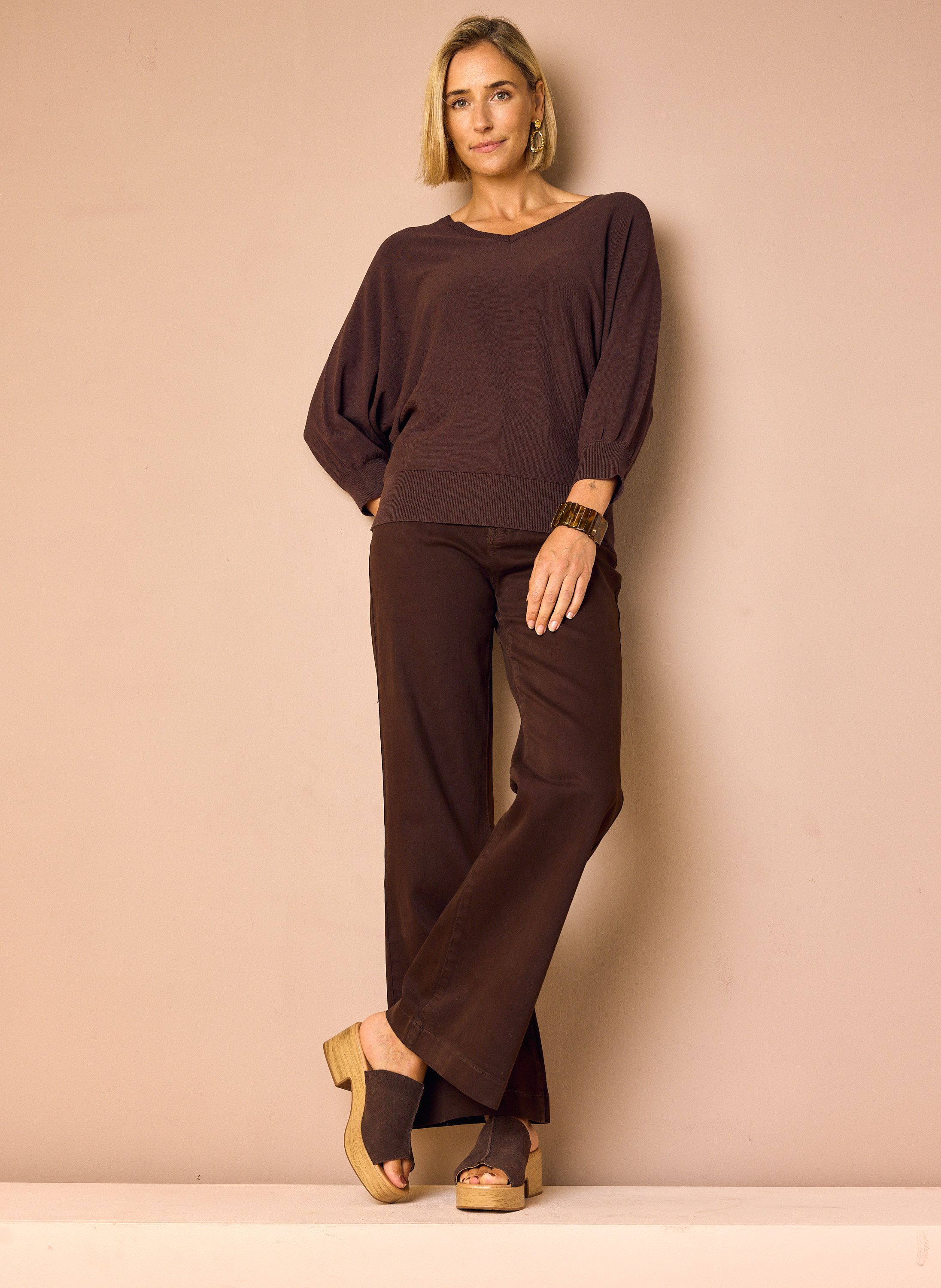 Norah Whitney jeans | Wide | Donkerbruin | L32 dark brown 218697-299-38