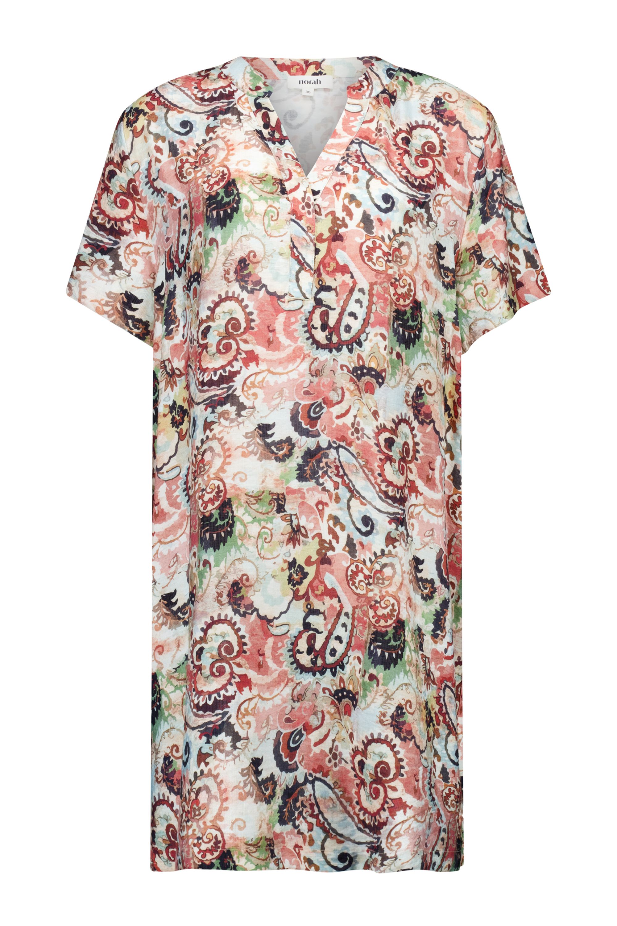 Norah Kleurrijke midi jurk ecru multicolor 218700-122-38