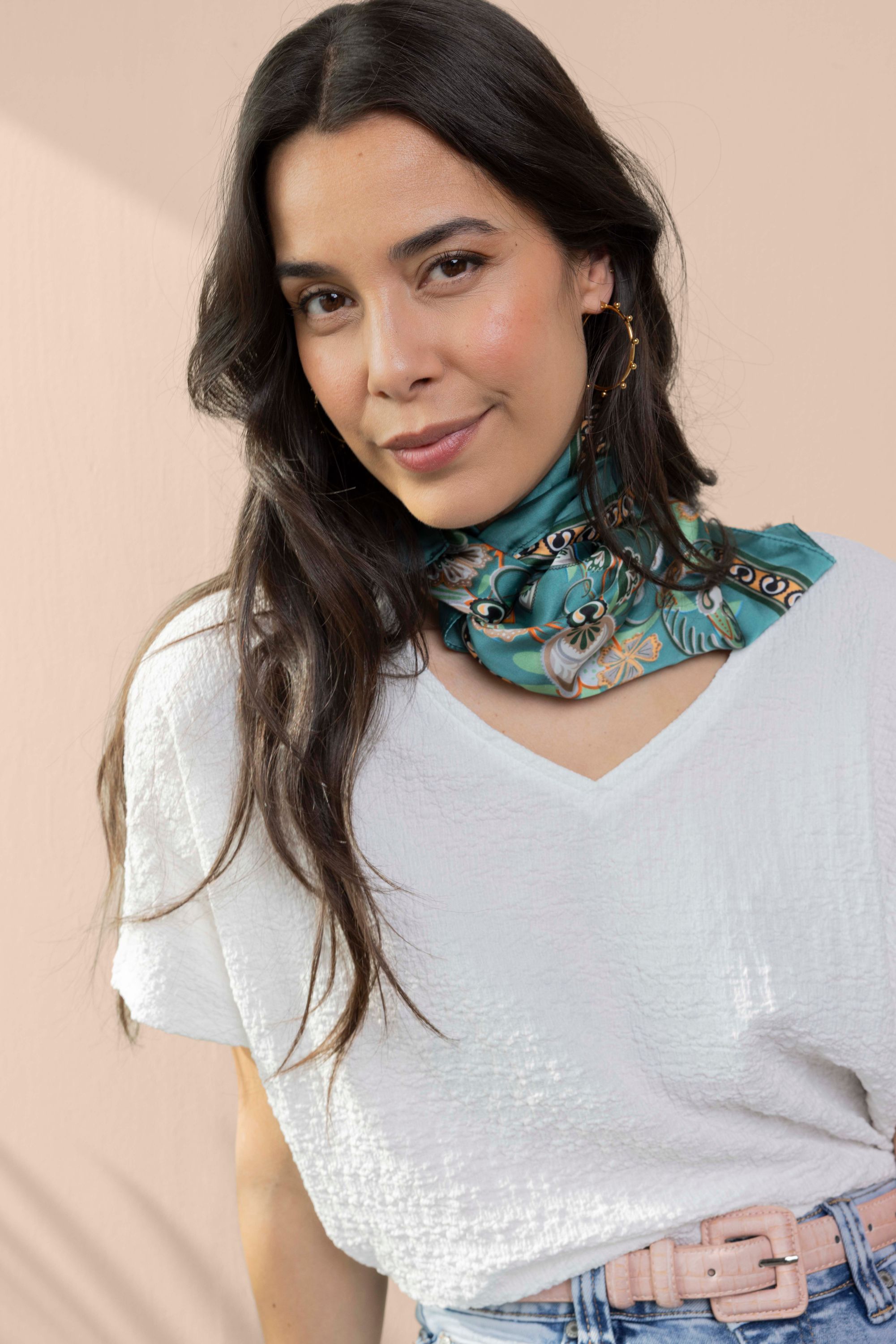 Norah Groene sjaal met grafische print green multicolor 218707-520-ONE