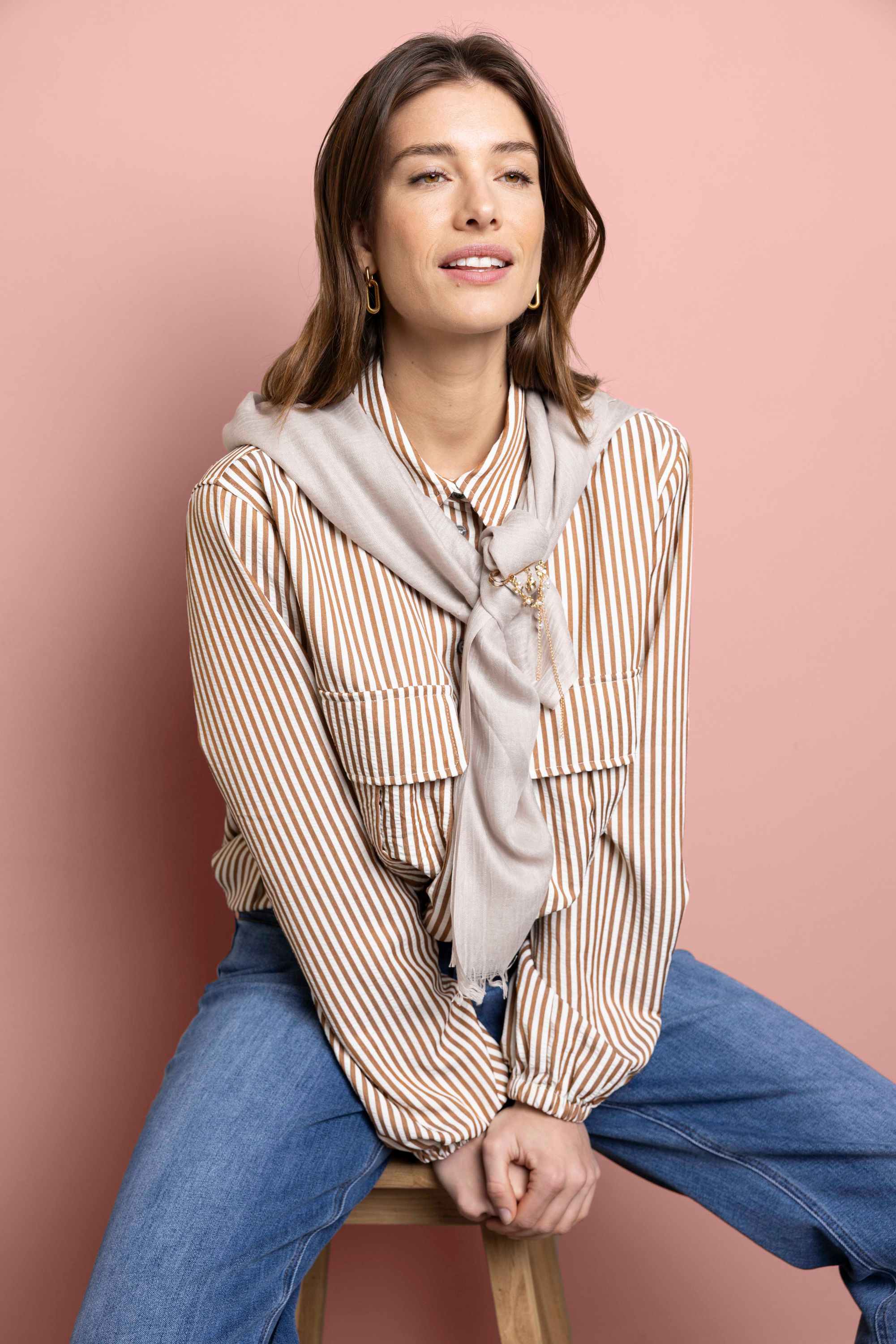 Norah Fijngeweven zandkleurige sjaal sand 218715-110-ONE