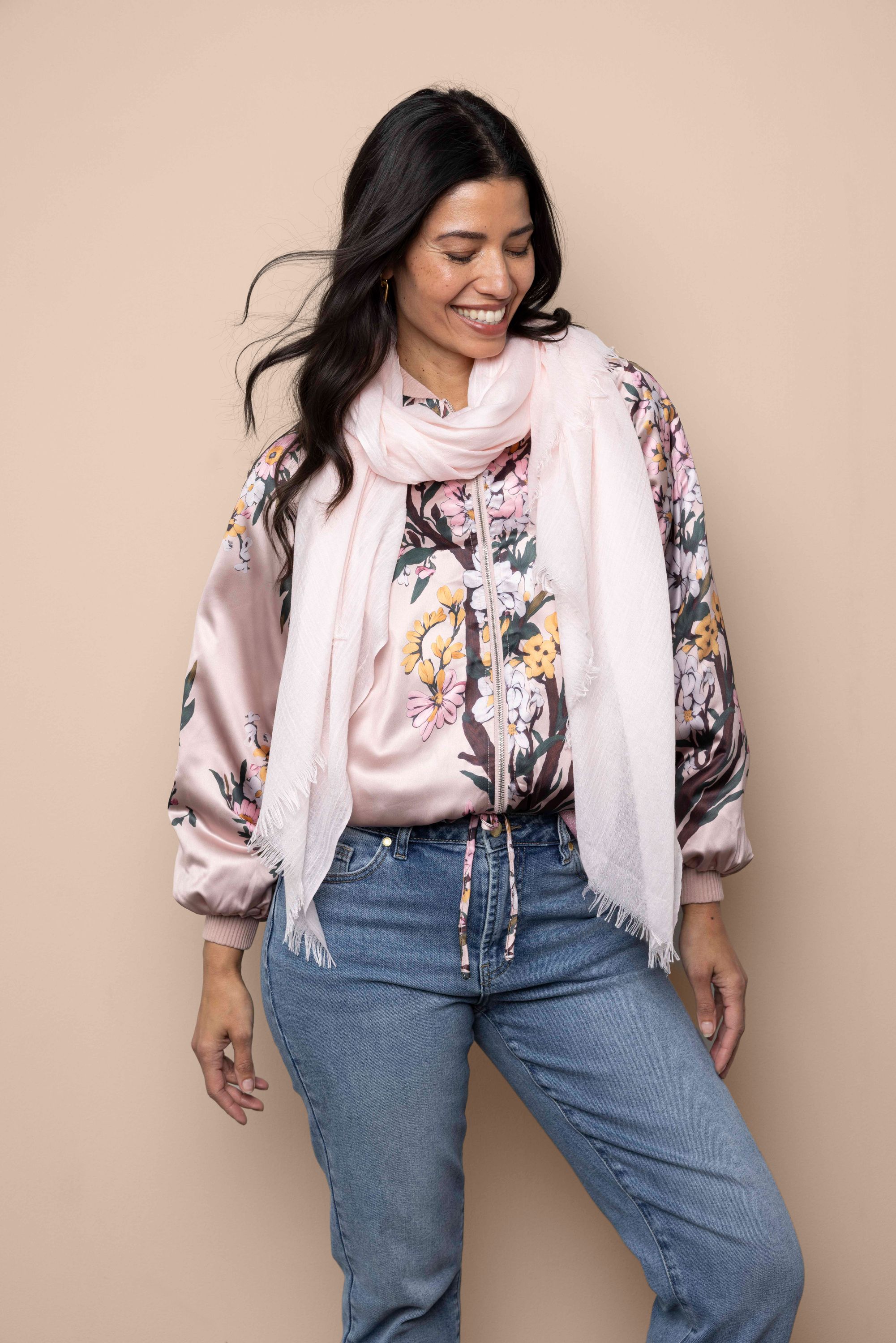 Norah Fijngeweven lichtroze sjaal pastel rose 218715-903-ONE