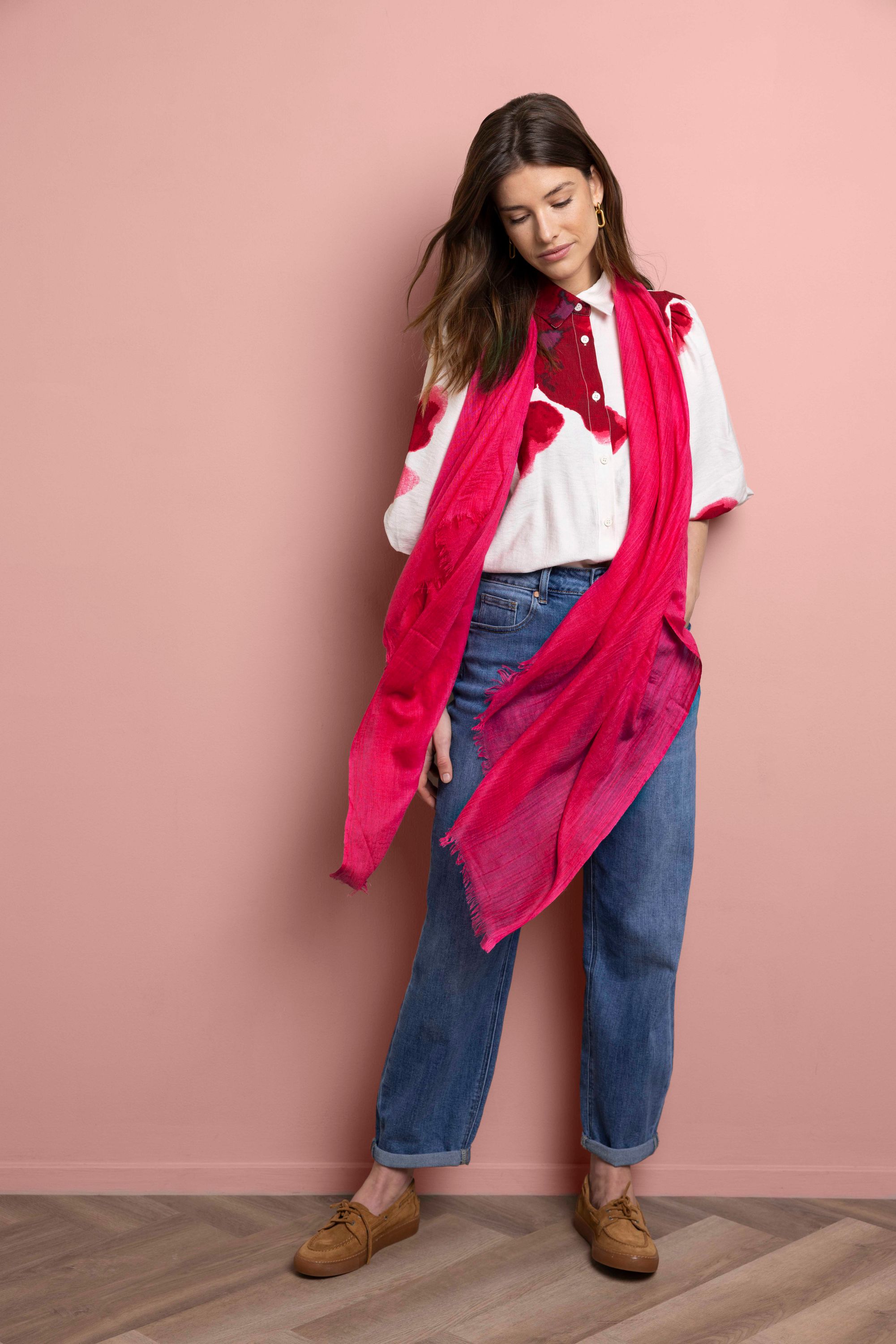 Norah Fijngeweven roze sjaal azalea 218715-951-ONE