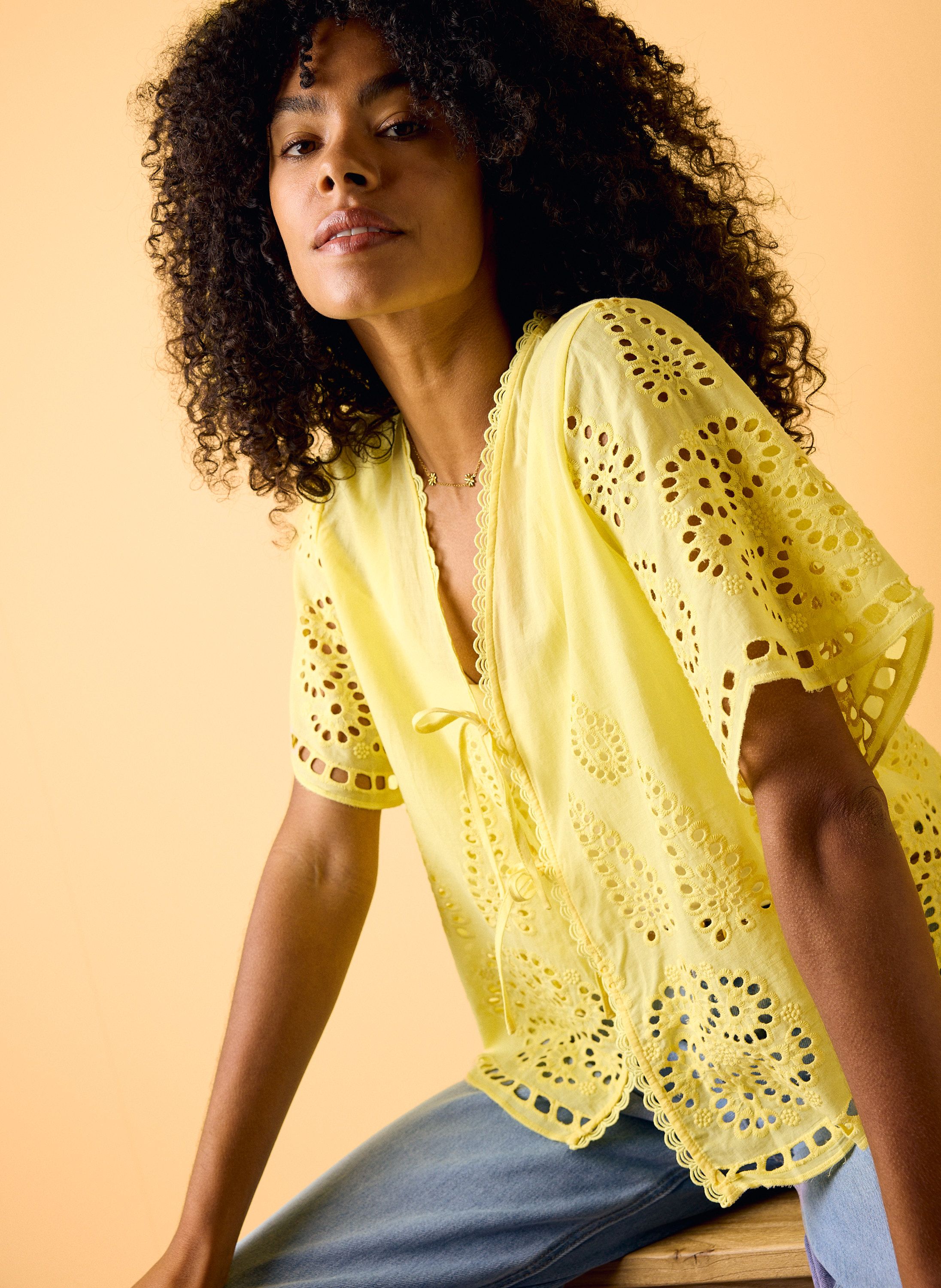 Norah Gele broderie blouse yellow 218718-300-46