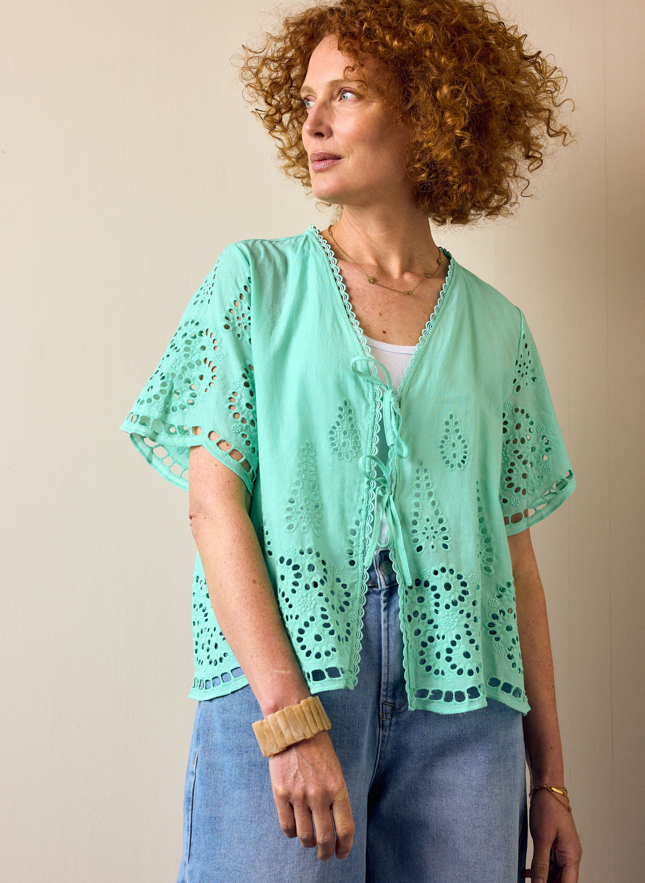 Norah Groene broderie blouse mint 218718-502-34