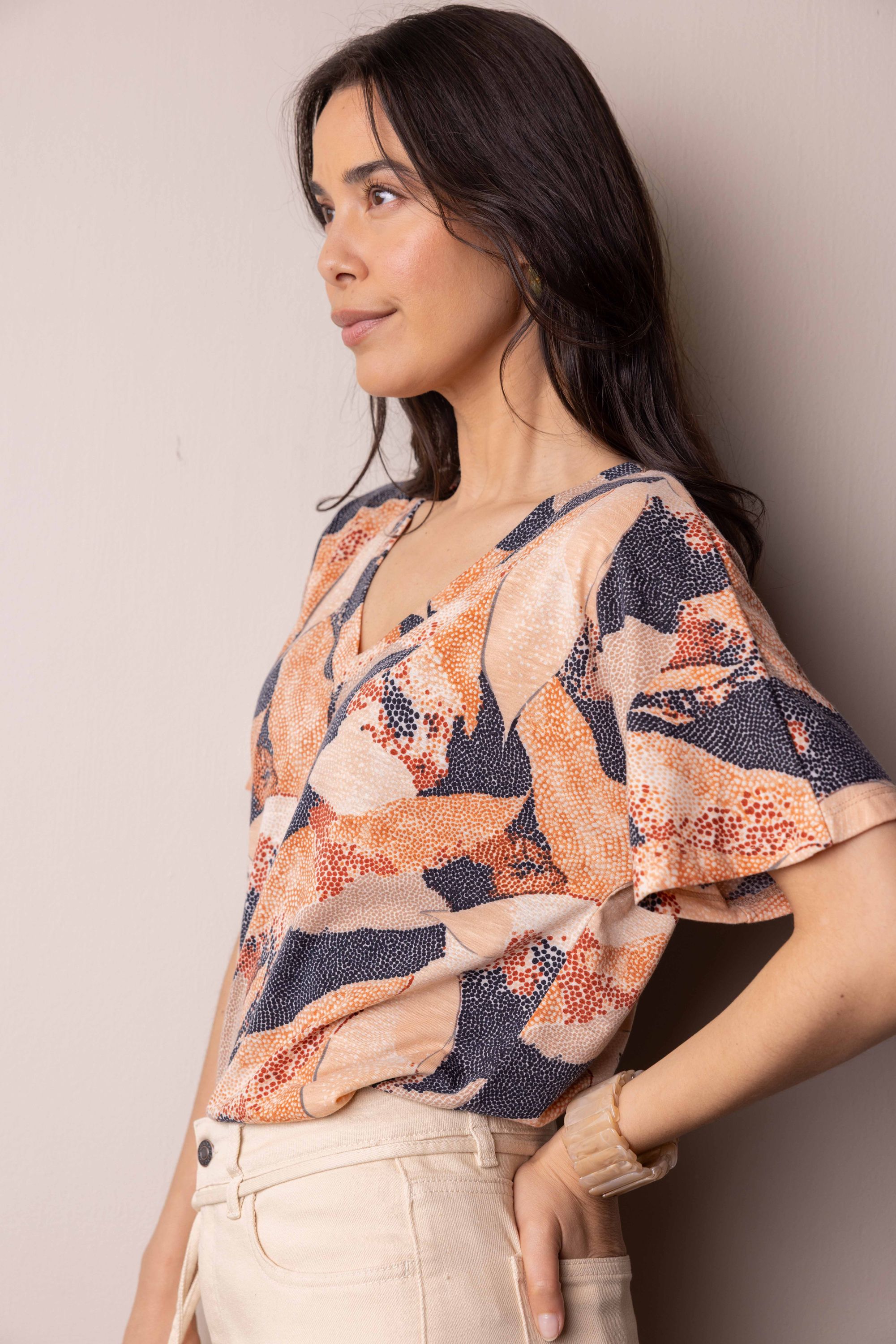 Norah Shirt met grafische print salmon multicolor 218722-919-42