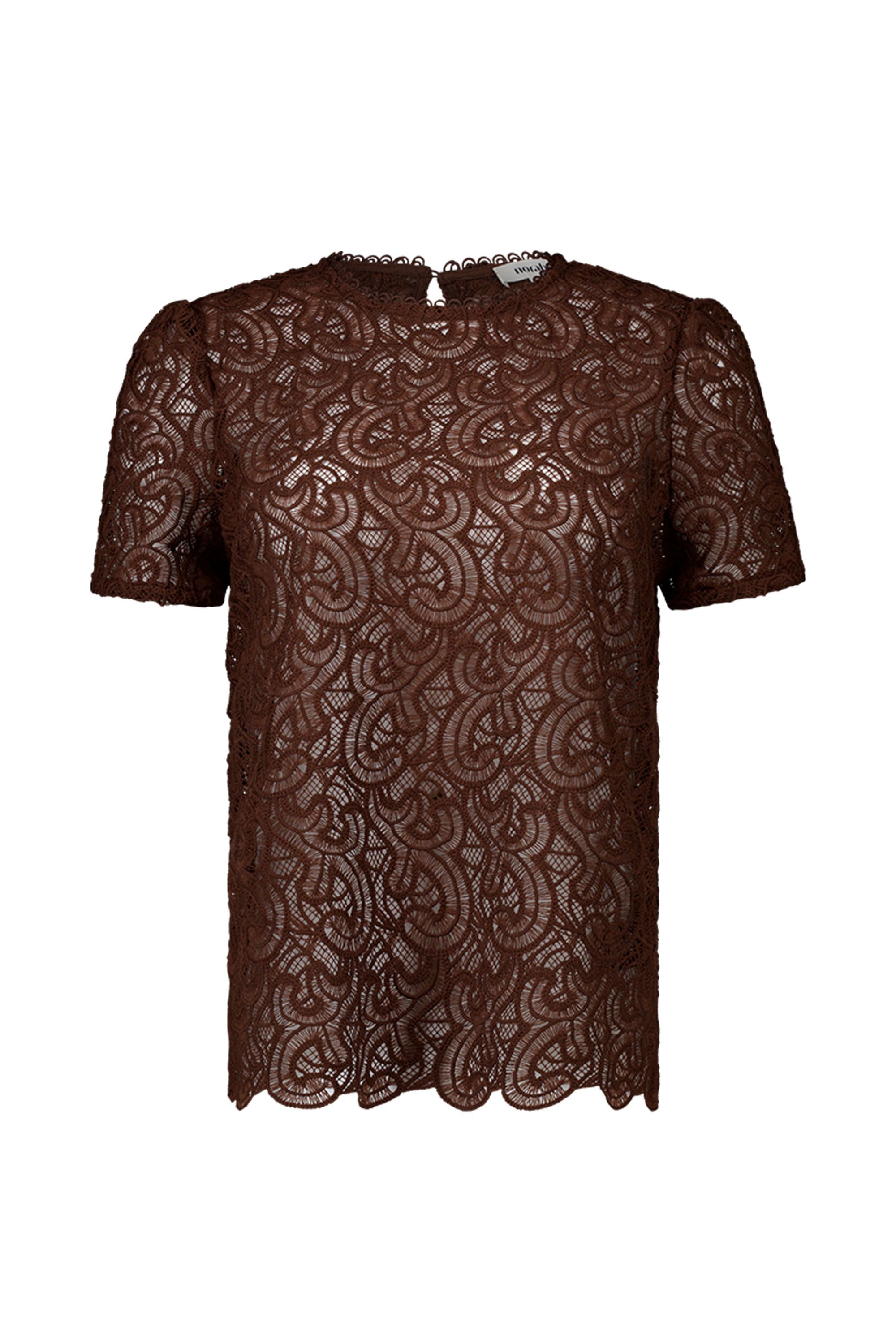 Norah Bruine kanten top light brown 218724-201-36