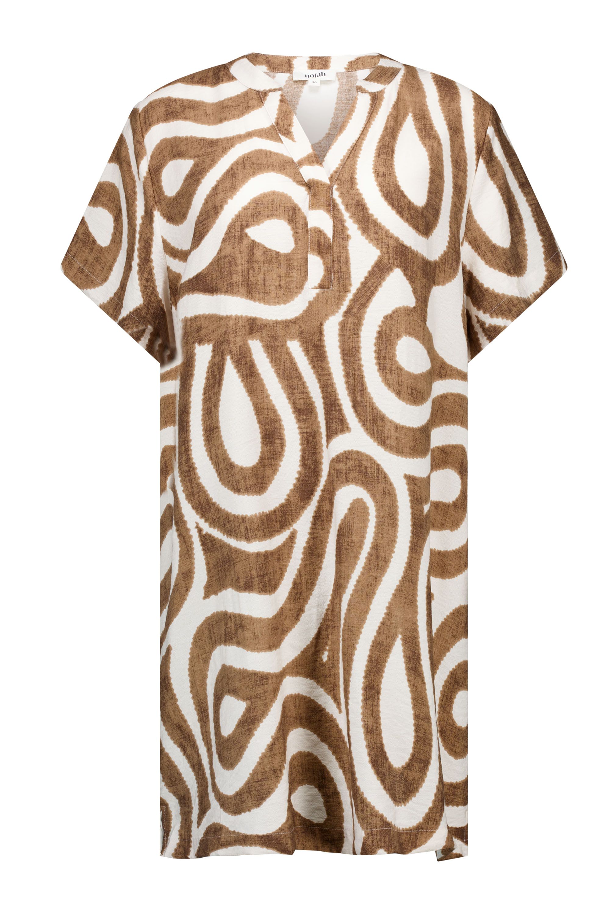 Norah Midi jurk met grafische print Brown/Ecru 218733-241-44