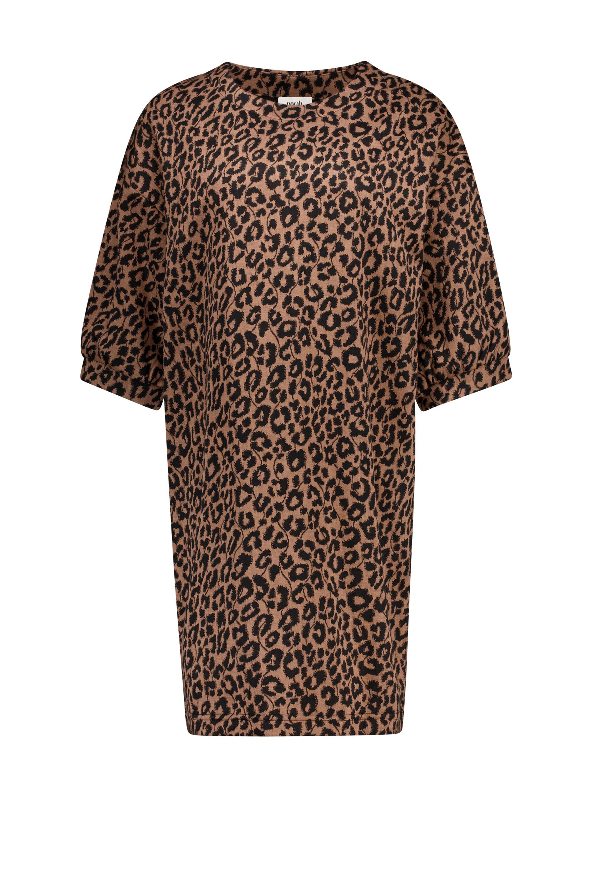 Norah Bruine midi jurk met luipaardprint brown/black 218734-230