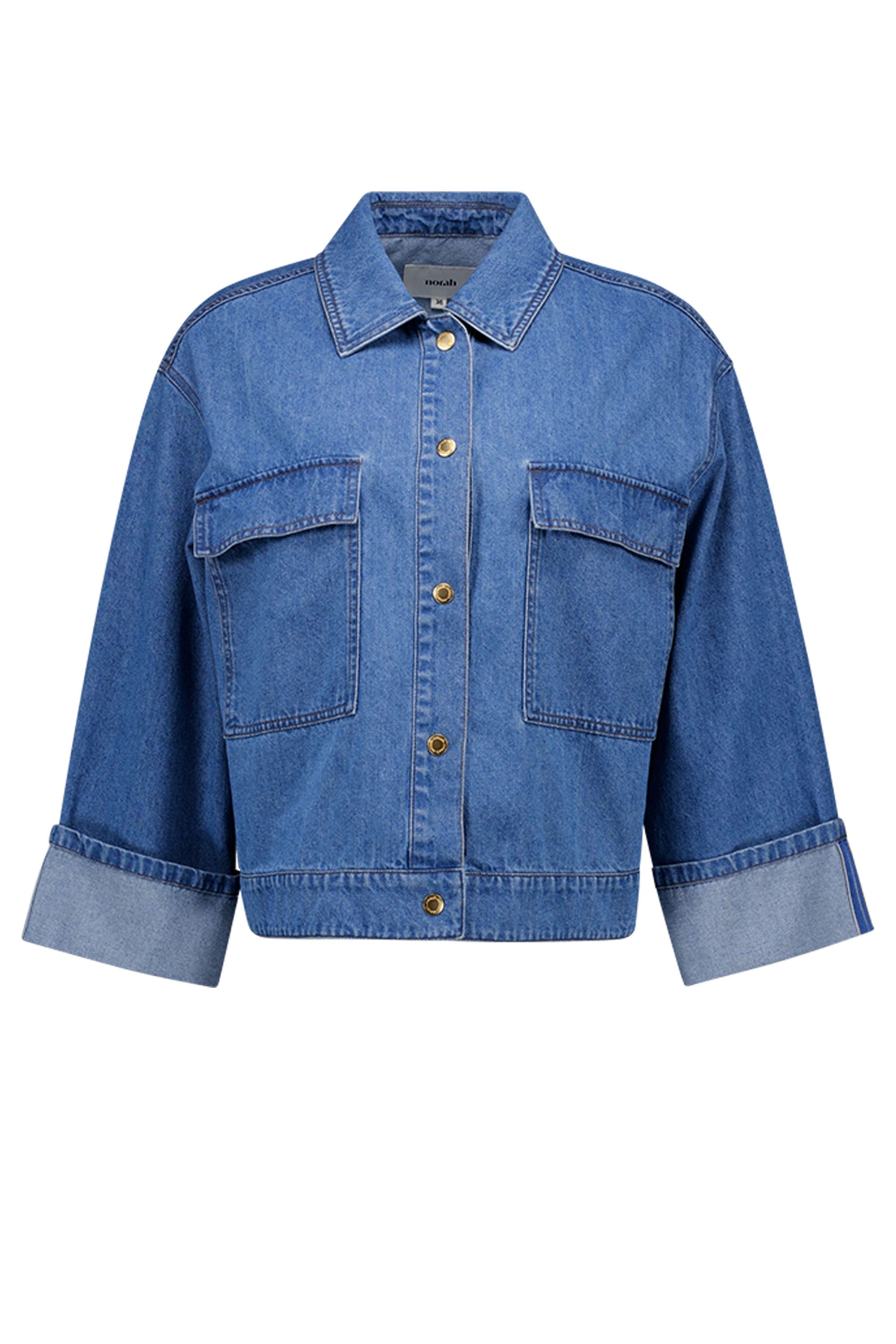 Norah Blauw denim jasje met klassieke kraag mid denim 218736-479