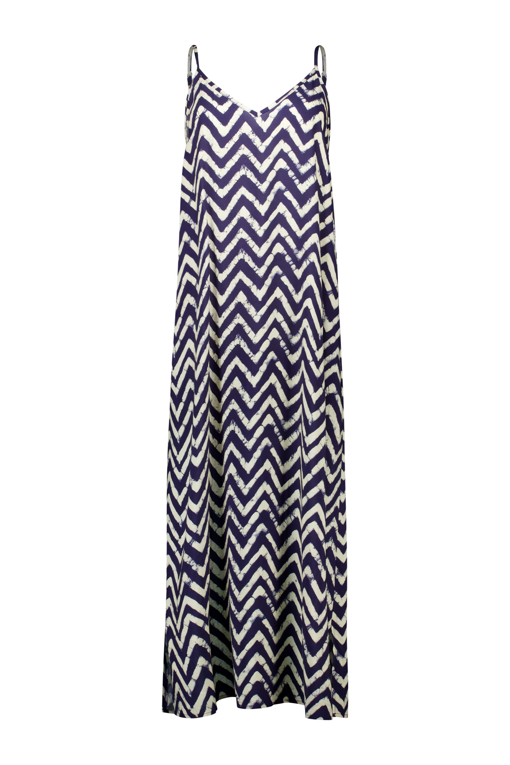 Norah Donkerblauwe maxi jurk met grafische print blue/ecru 218738-441-48