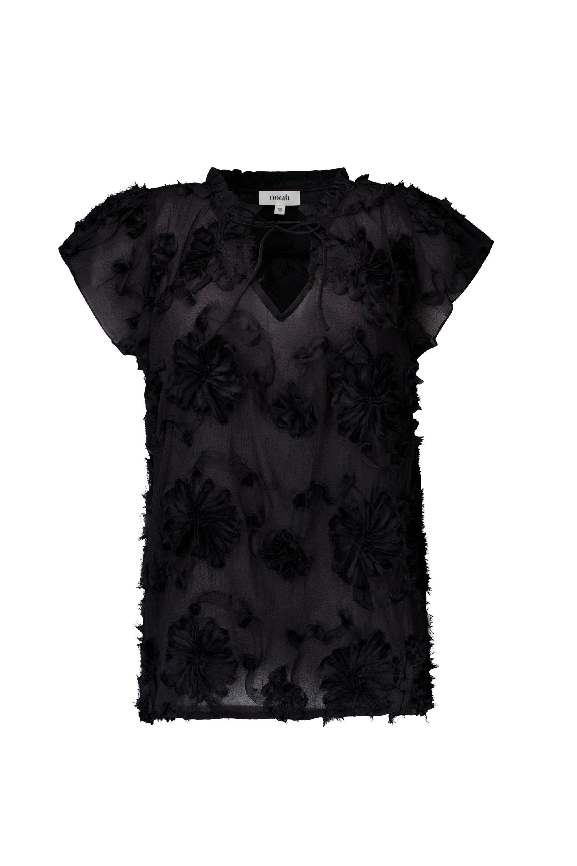 Norah Zwarte blouse met bloemen black 218739-001-36
