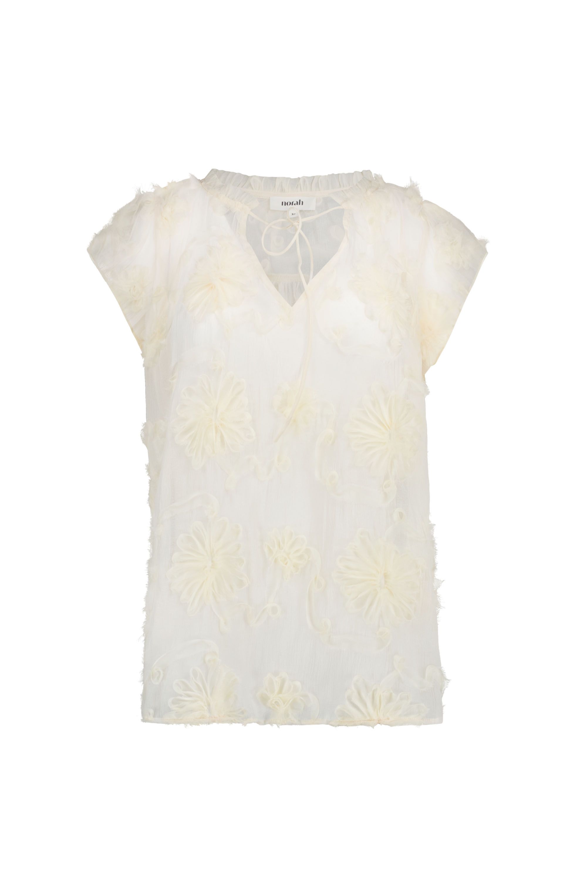 Norah Ecru blouse met bloemen nougat 218739-672-34