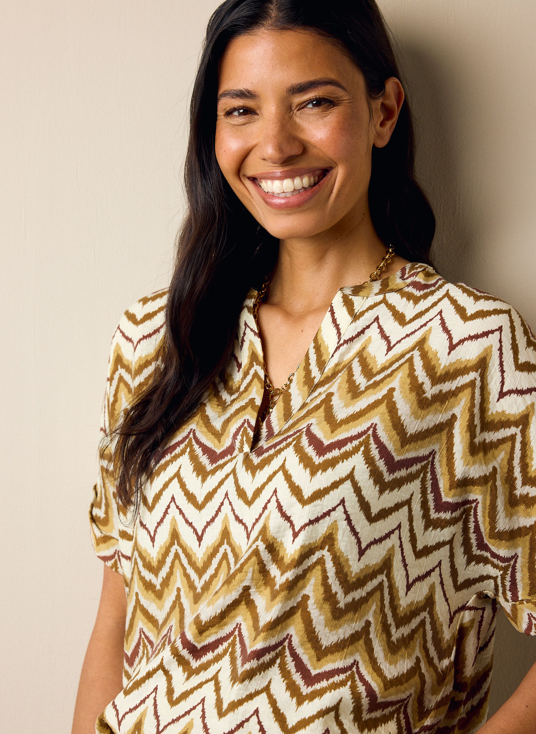 Norah Bruine blouse met print brown multicolor 218740-220-34
