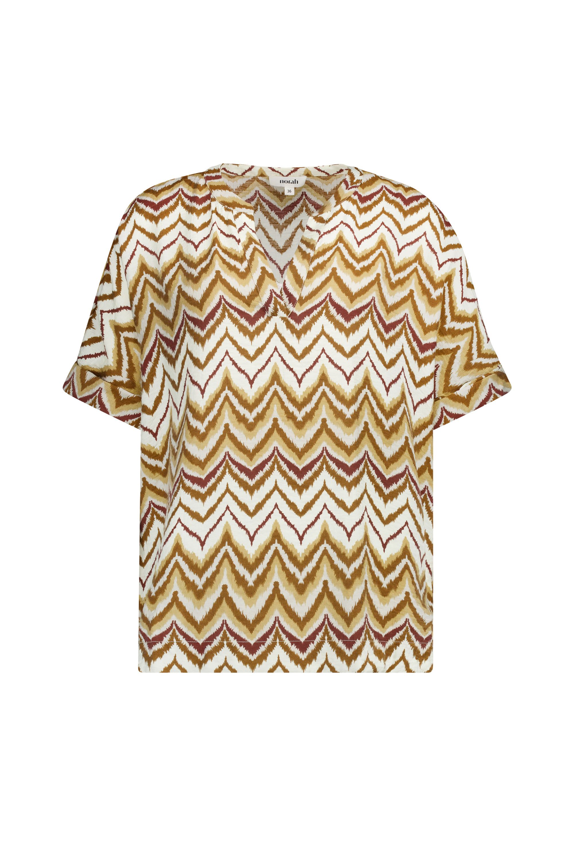 Norah Bruine blouse met print brown multicolor 218740-220-34