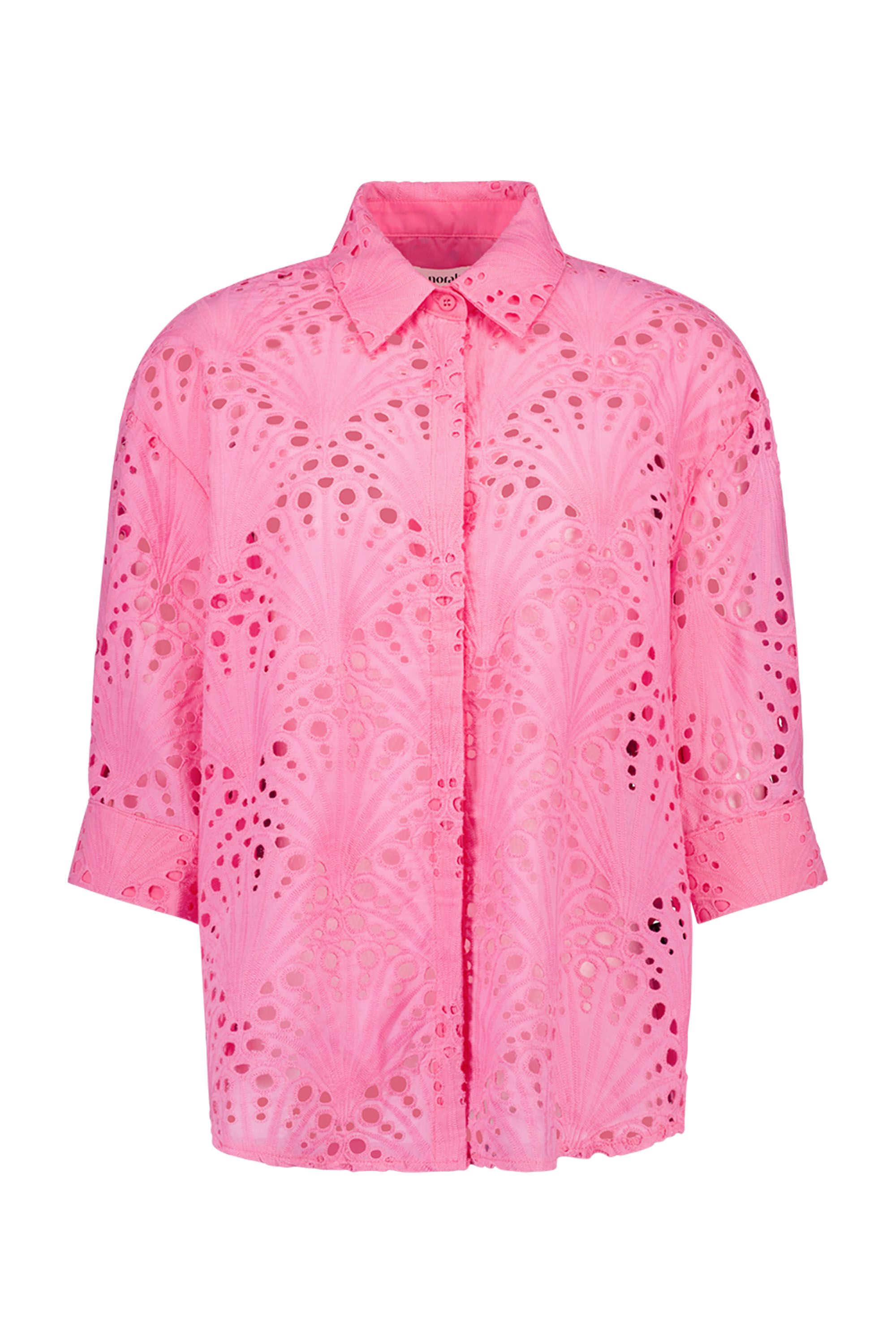 Norah Roze broderie blouse neon pink 218743-916-40