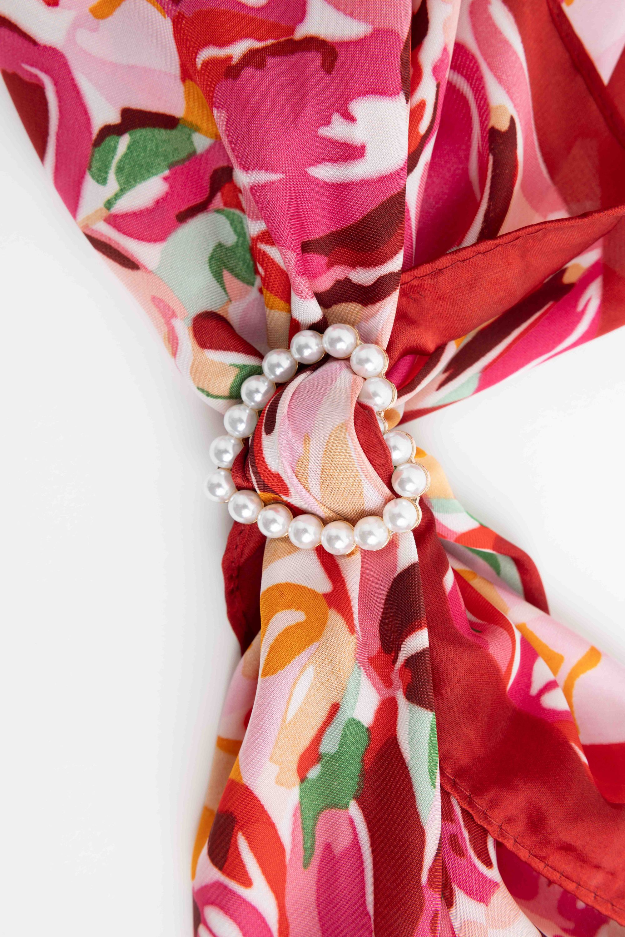 Norah Sjaalring hartje van imitatieparels white/gold 218746-143-ONE