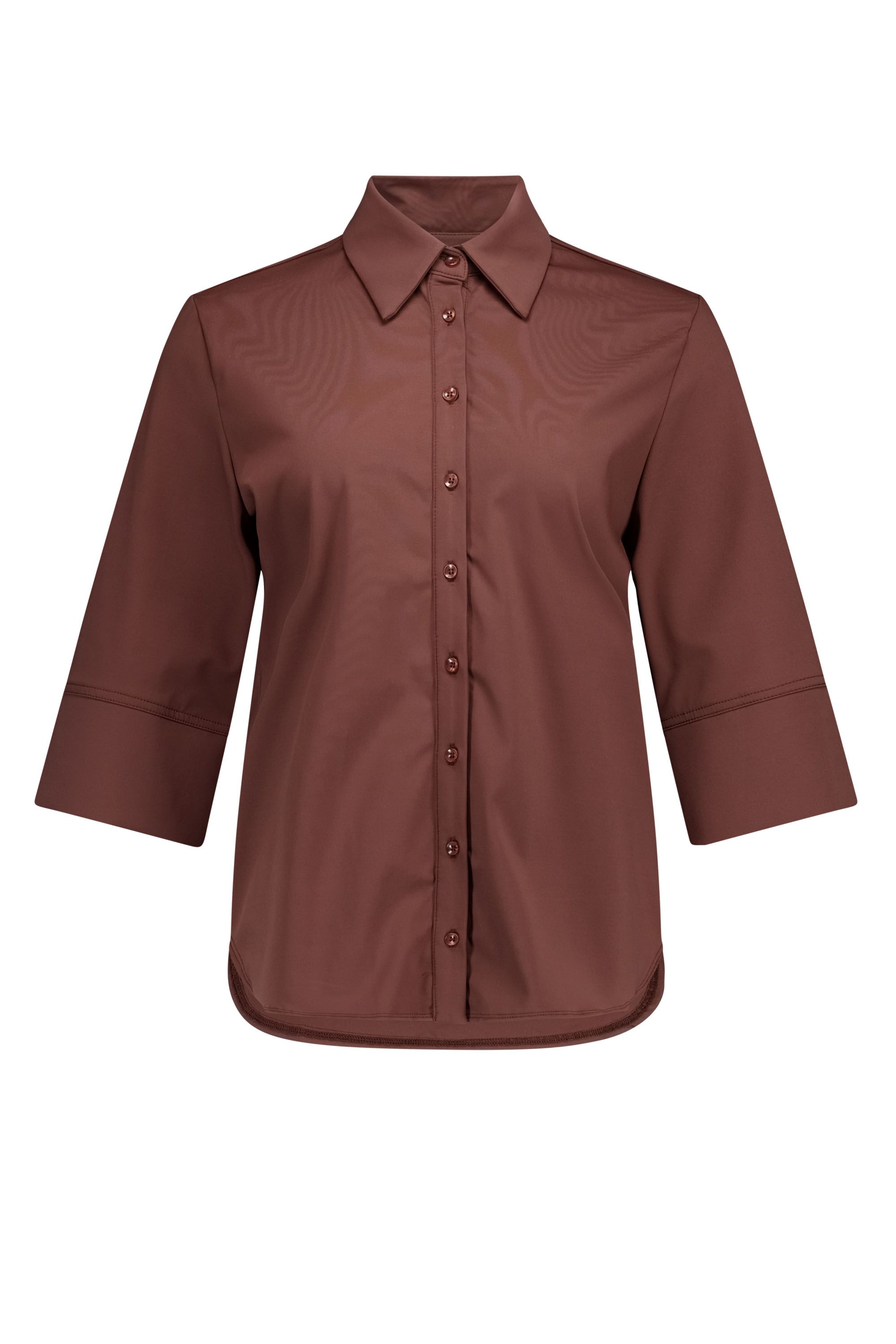 Norah Lichtbruine blouse van travelstof light brown 218761-201