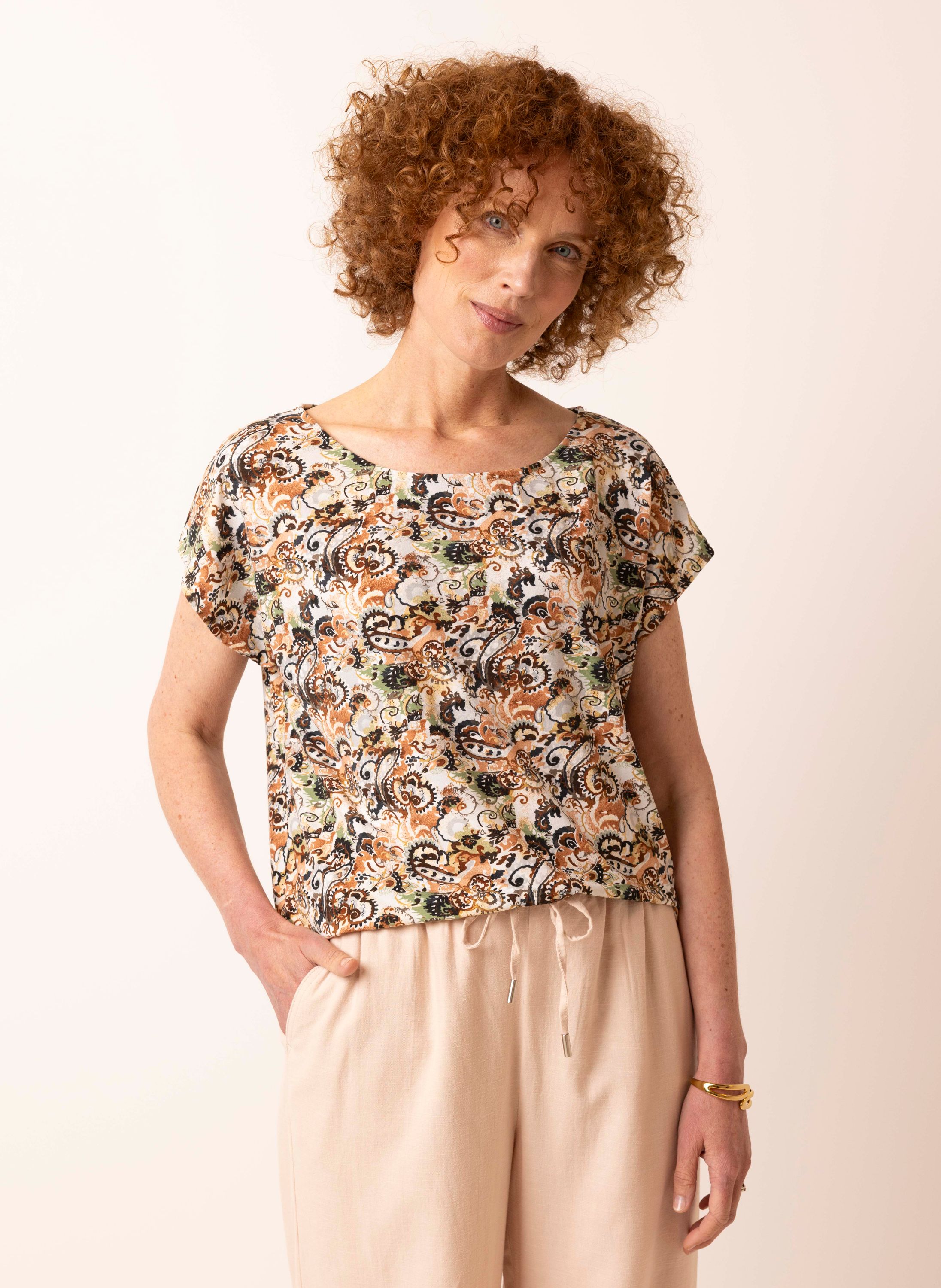 Norah Shirt met grafische print ecru multicolor 218762-122-36