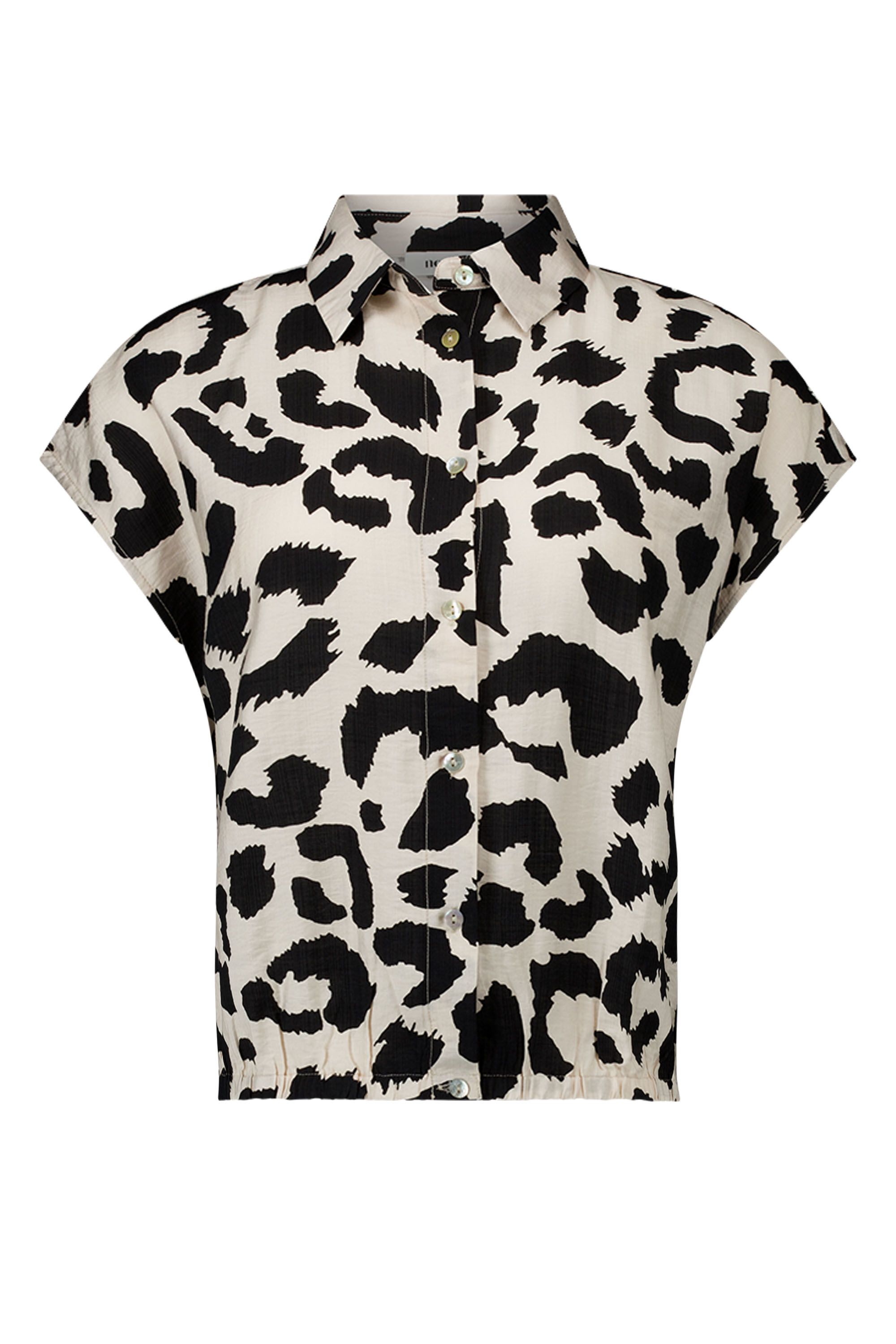Norah Zwart/ecru blouse met dierenprint black/ecru 218763-041-38