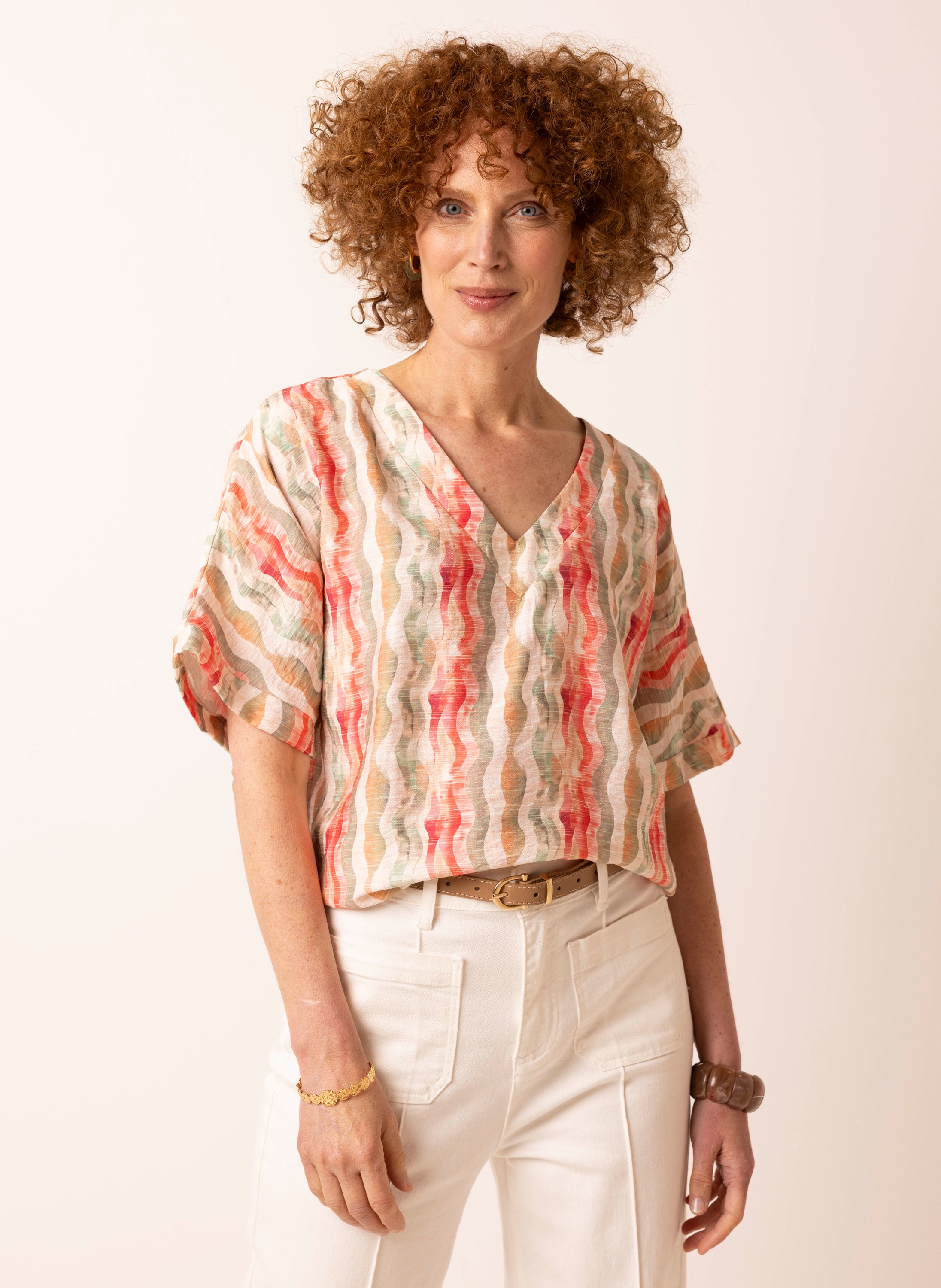 Norah Kleurrijk shirt met golvende print multicolor 218766-002-38