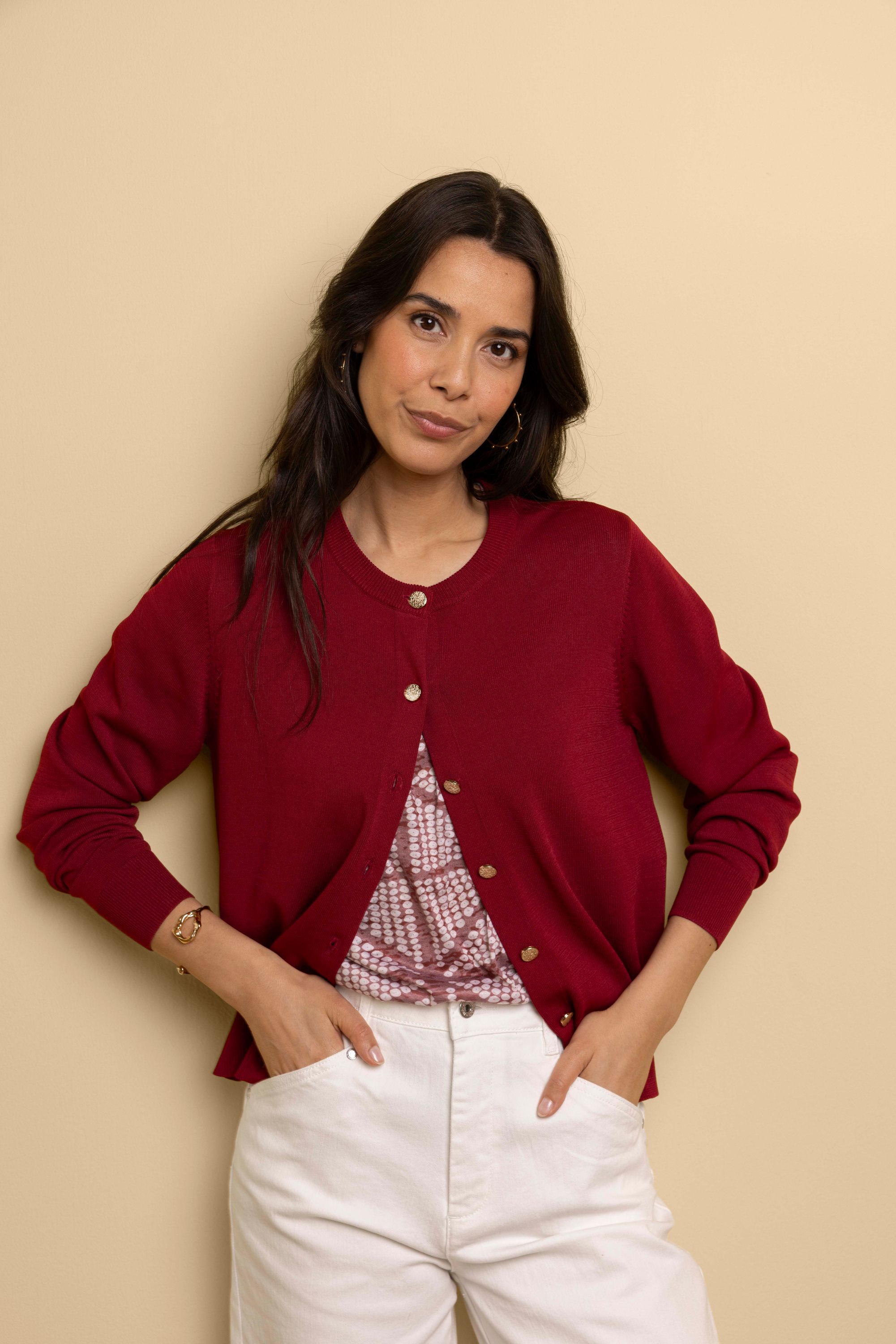 Norah Brique vest met goudkleurige knopen brique 218770-670-46