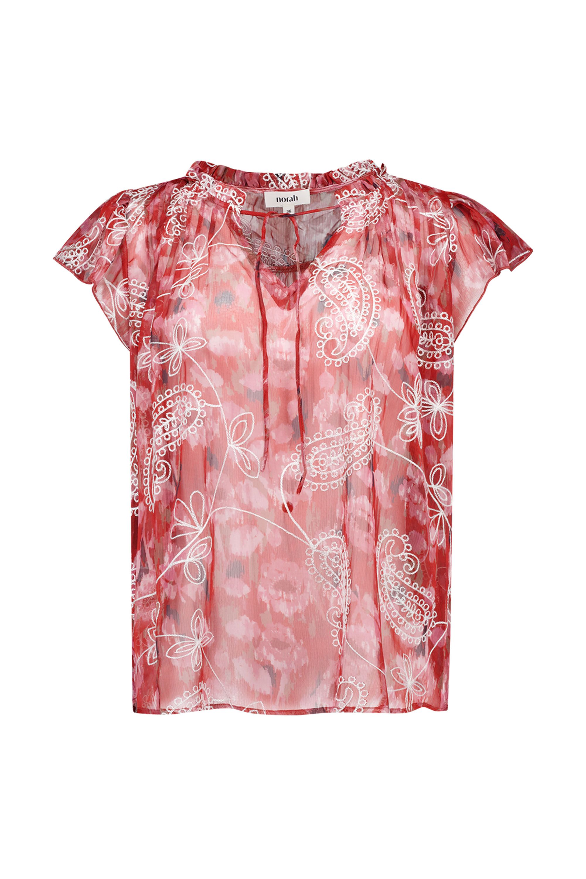 Norah Roze blouse met paisley red multicolor 218771-620-36