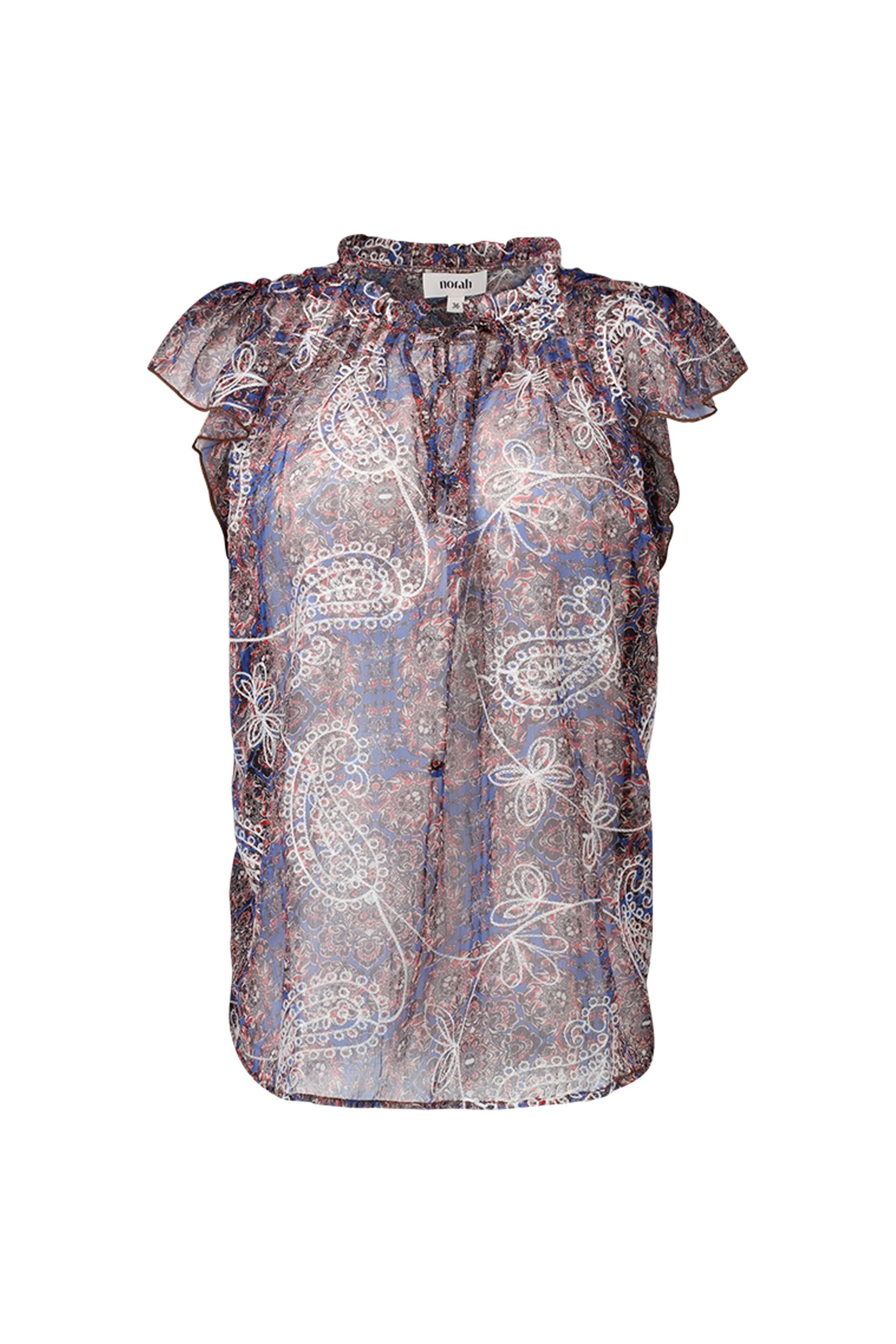 Norah Blauwe blouse met grafische print blue multicolor 218772-420-44