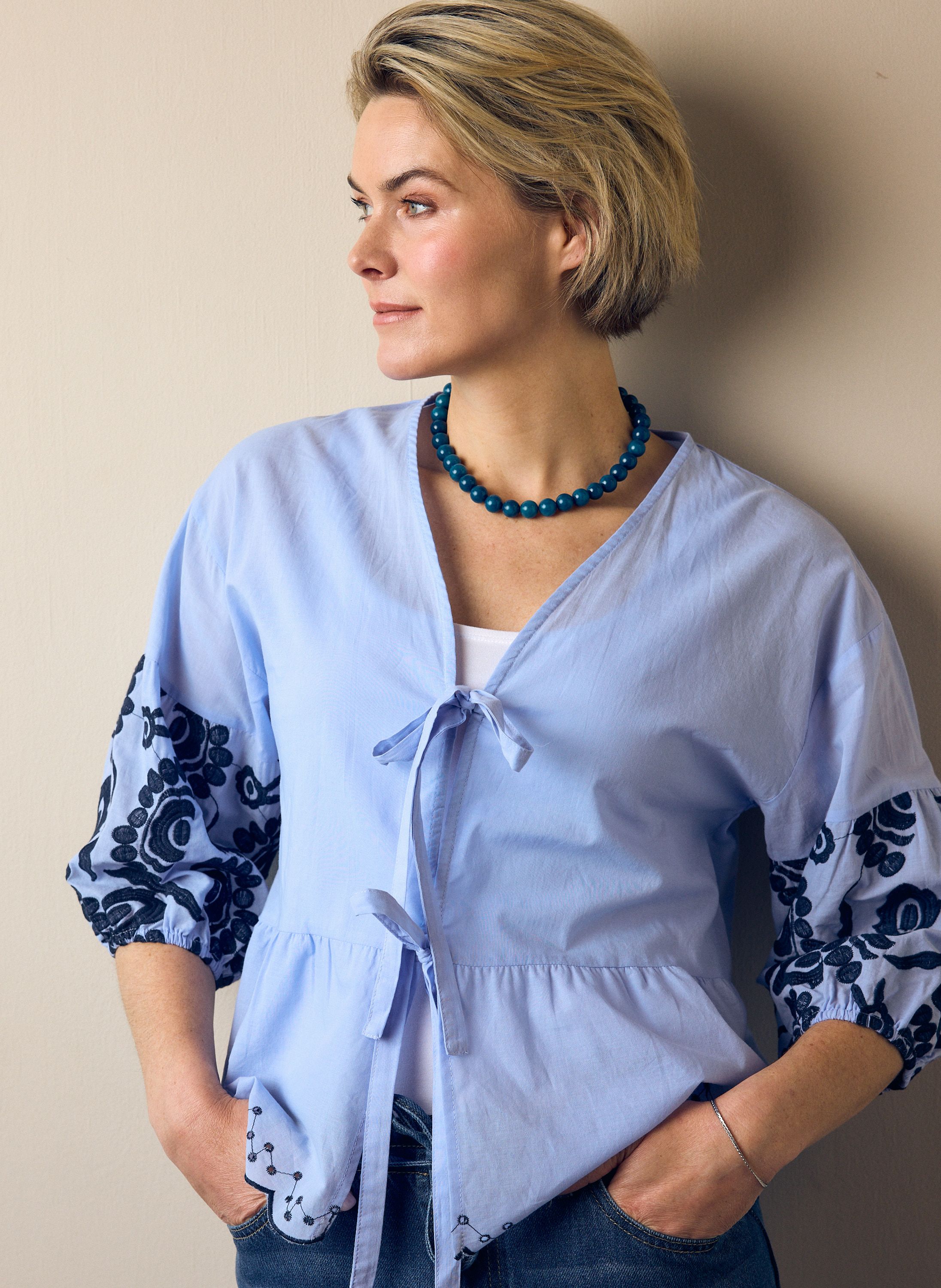 Norah Blauwe blouse met borduursels lavender 218778-804-34