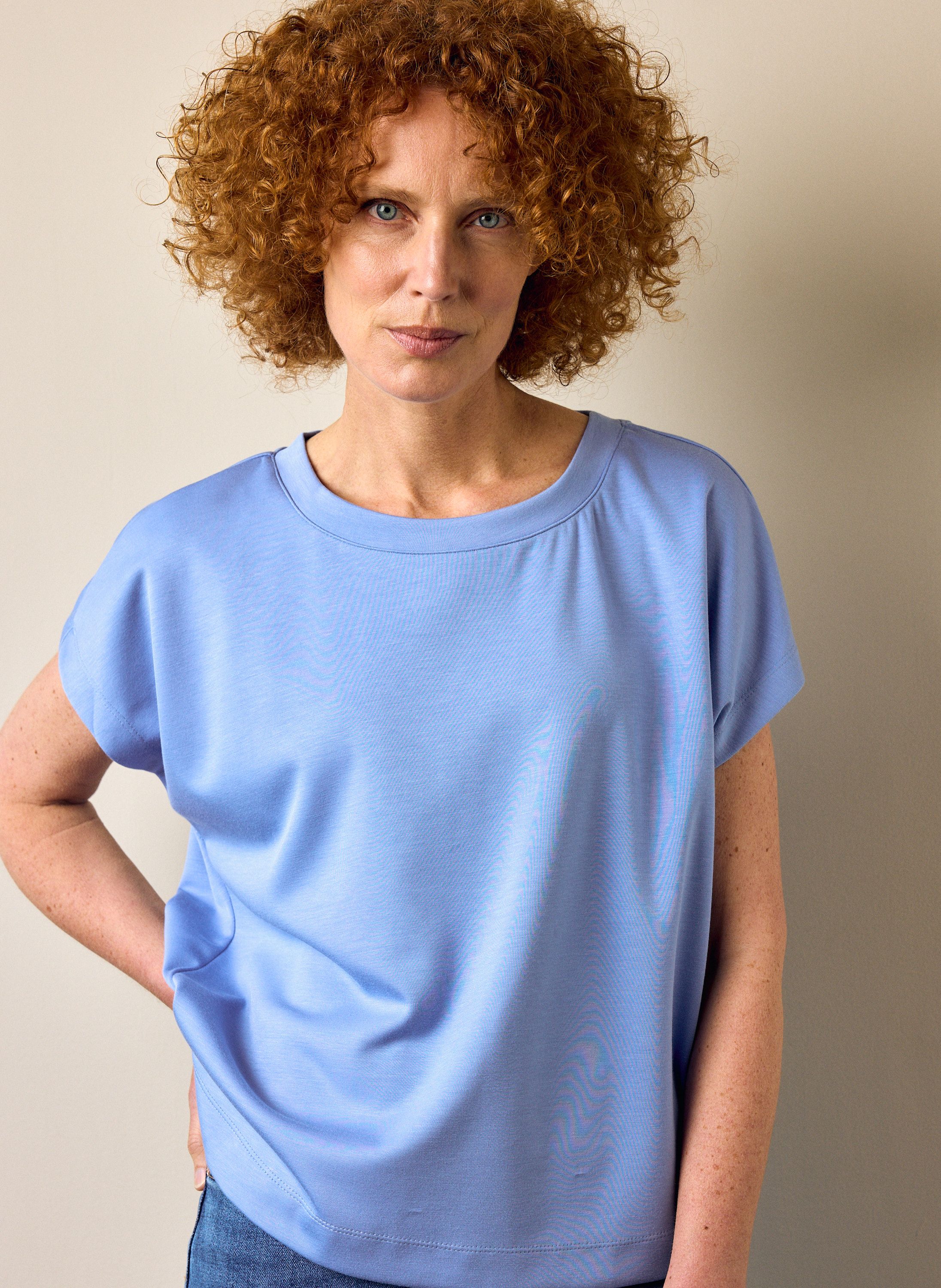 Norah Blauw shirt met plooi sky blue 218781-404-34