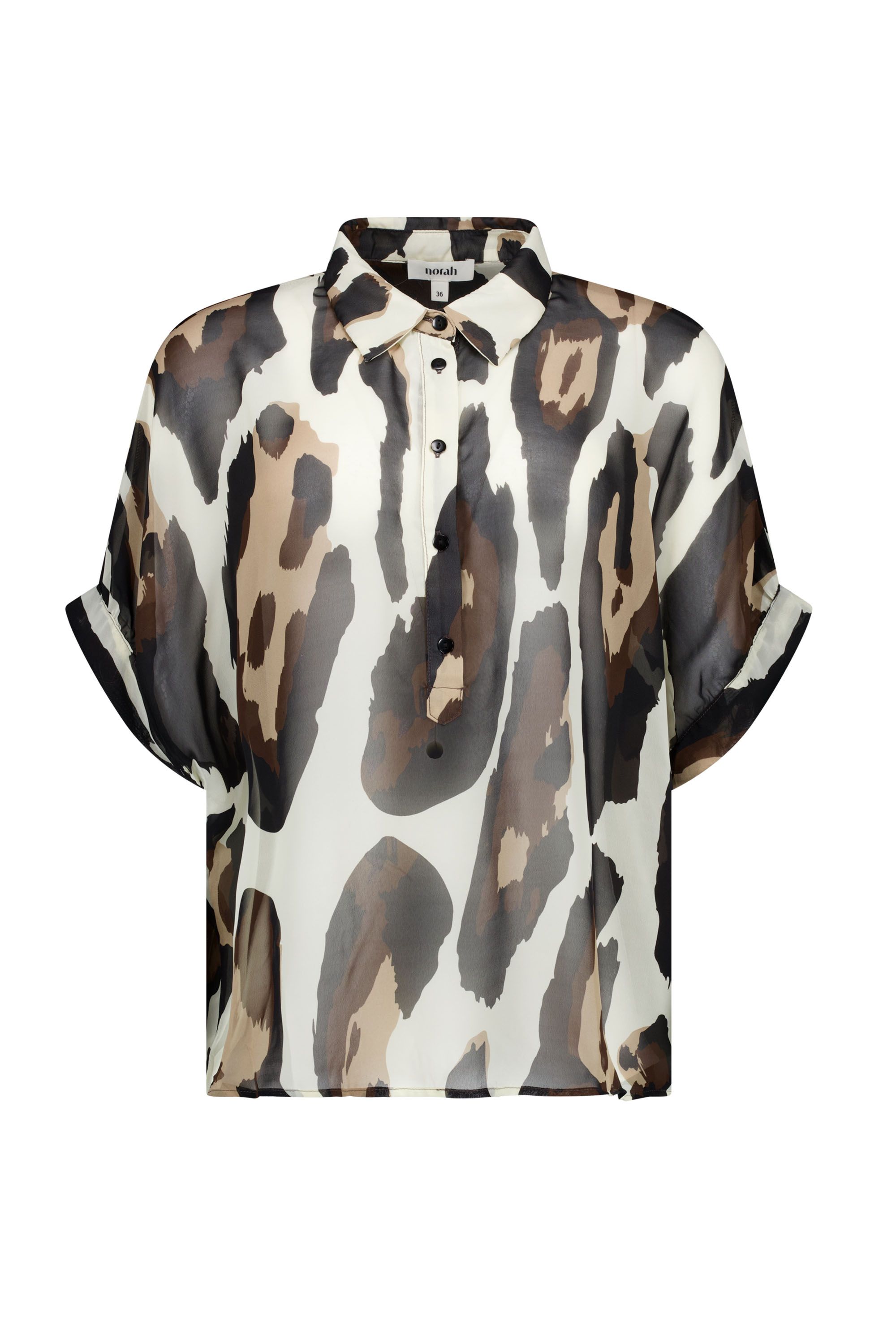 Norah Zandkleurige blouse met grafische print sand multicolor 218794-121