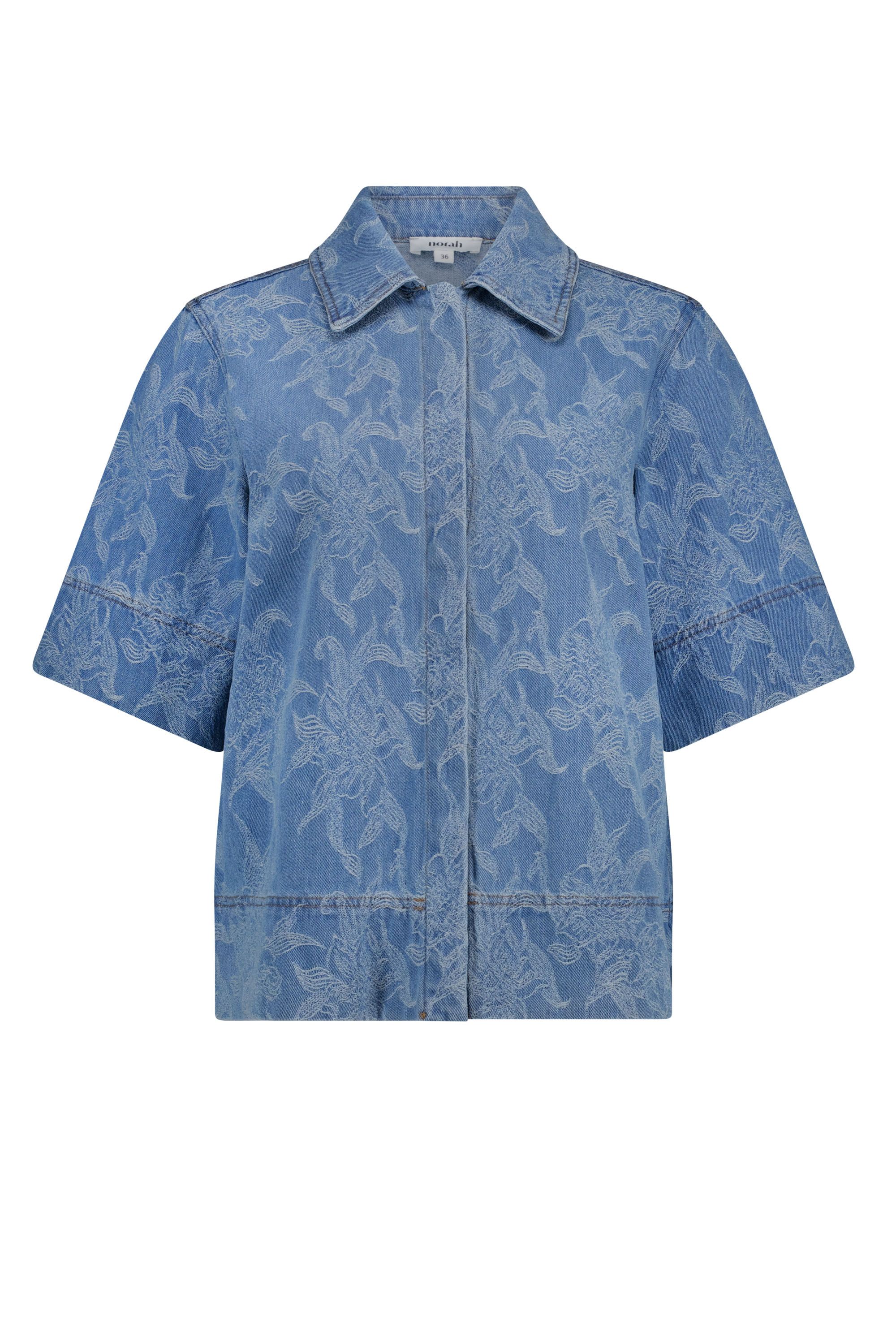 Norah Blauw denim jasje met print mid denim 218797-479