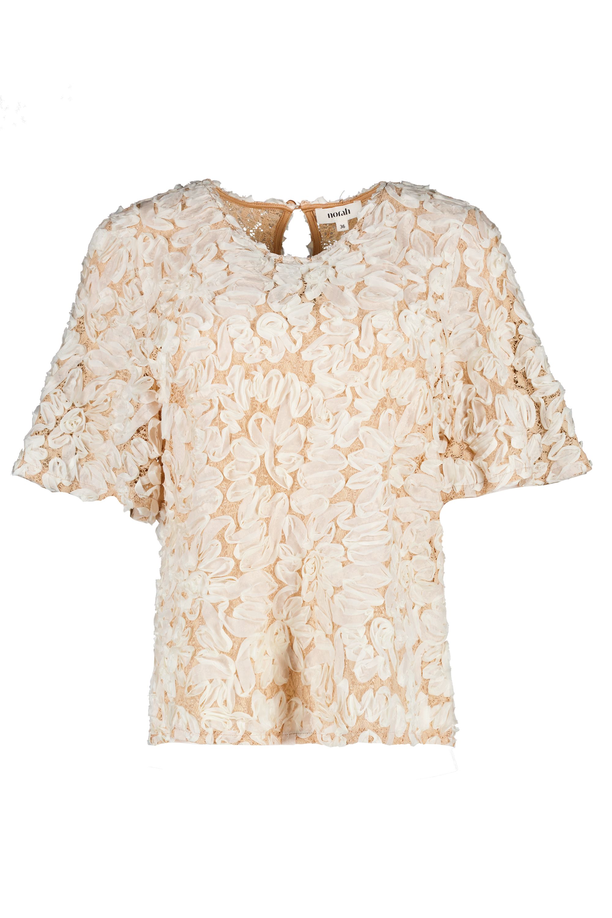 Norah Zalmkleurig shirt met bloemenstructuur peach 218798-703-42