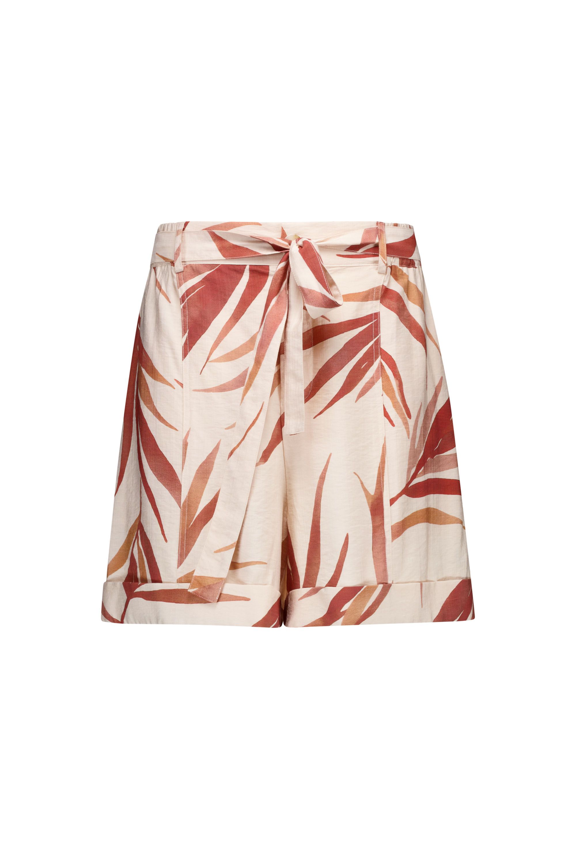 Norah Korte ecru broek met bladprint  218799-122-34