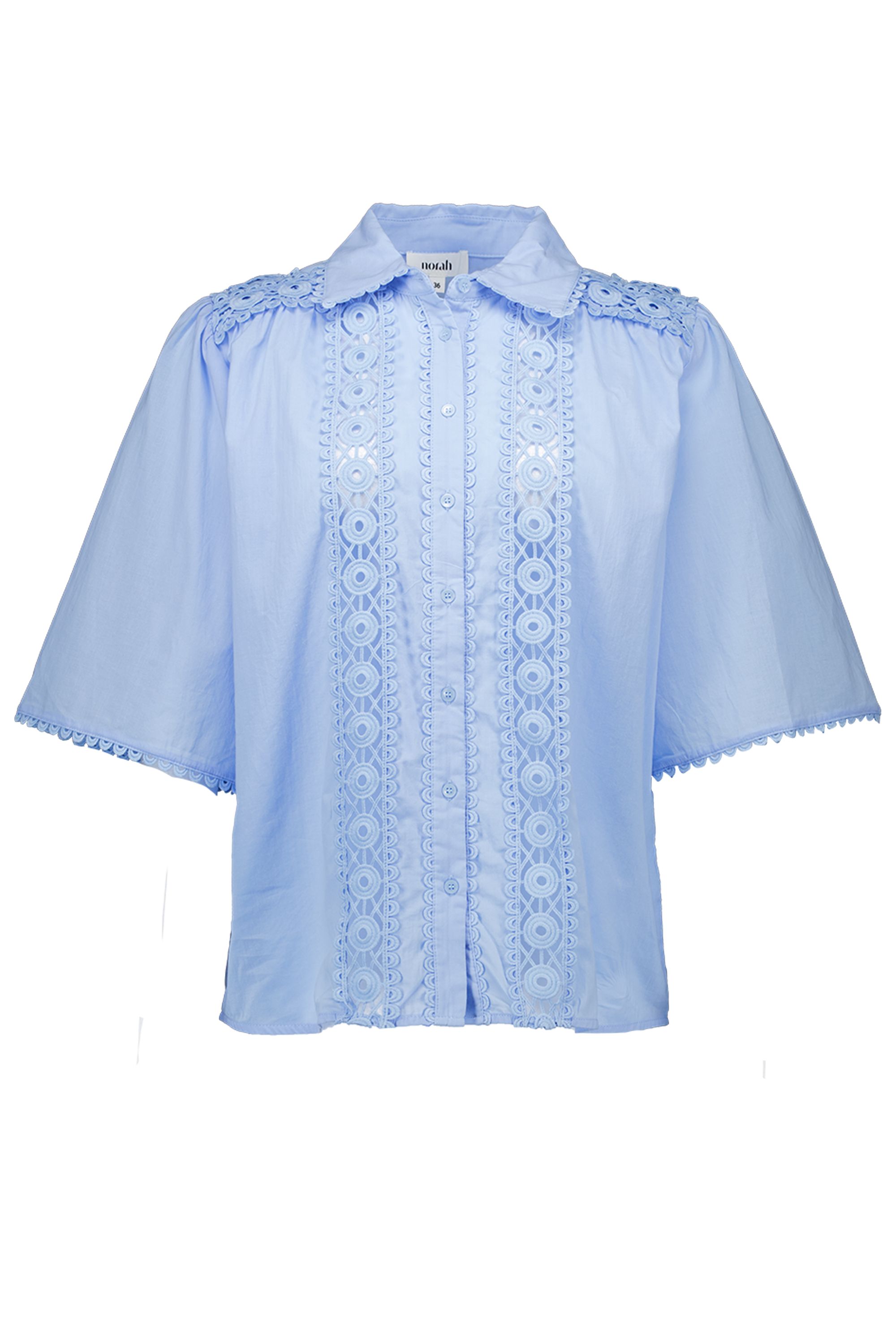 Norah Lichtblauwe blouse met broderie light blue 218800-401-44