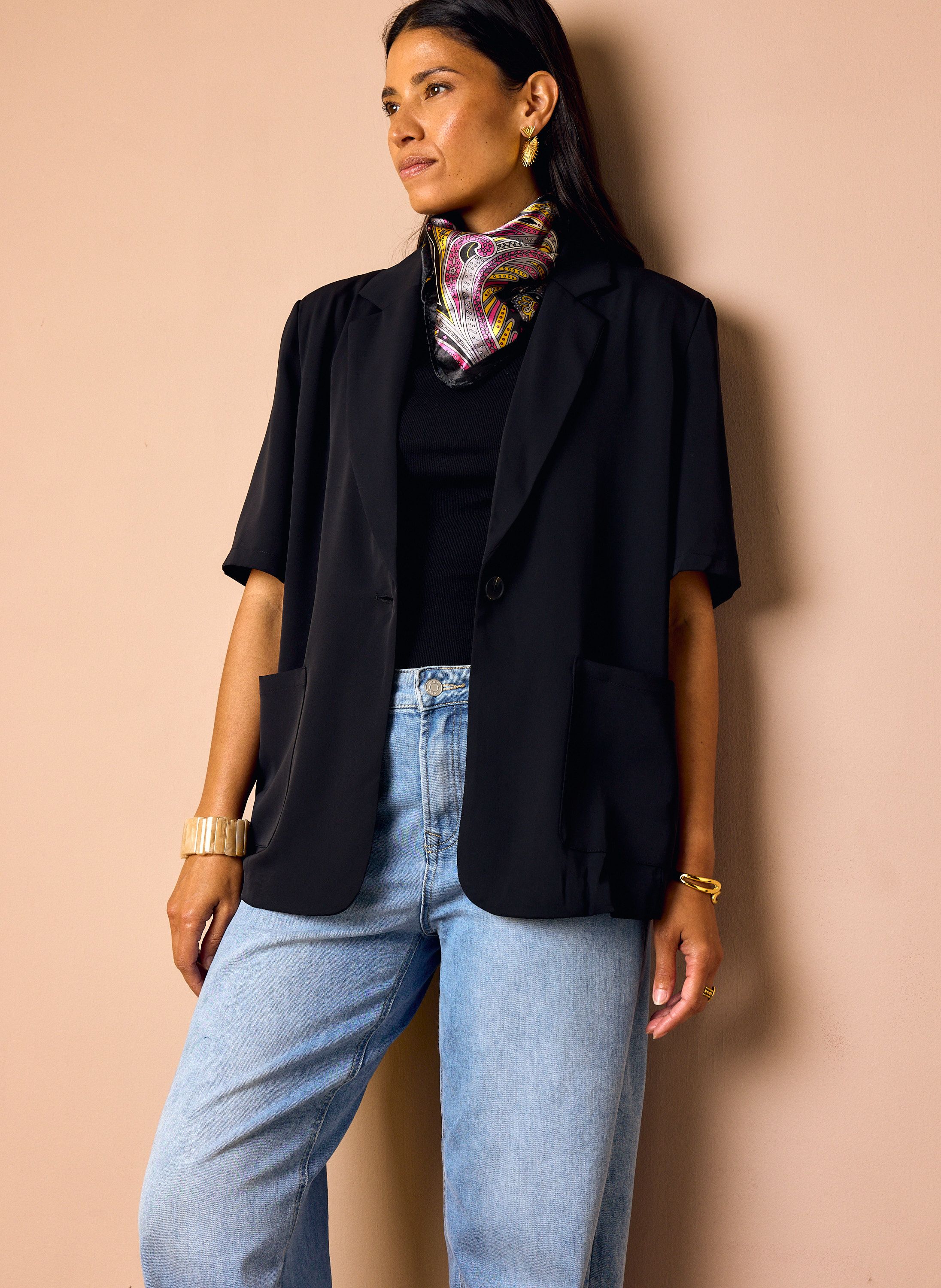 Norah Zwarte blazer met korte mouwen black 218802-001