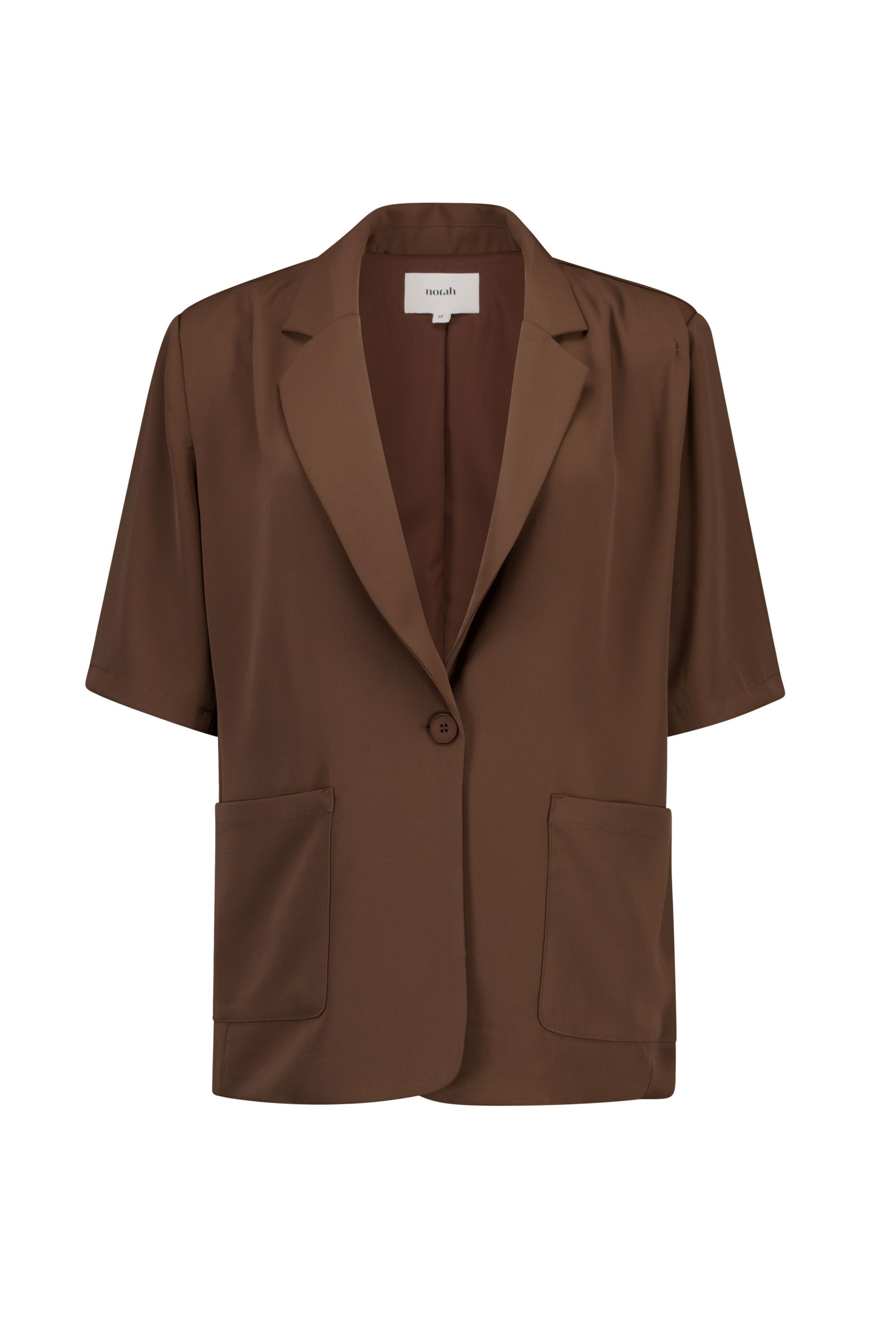 Norah Bruine blazer met korte mouwen chocolate 218802-290