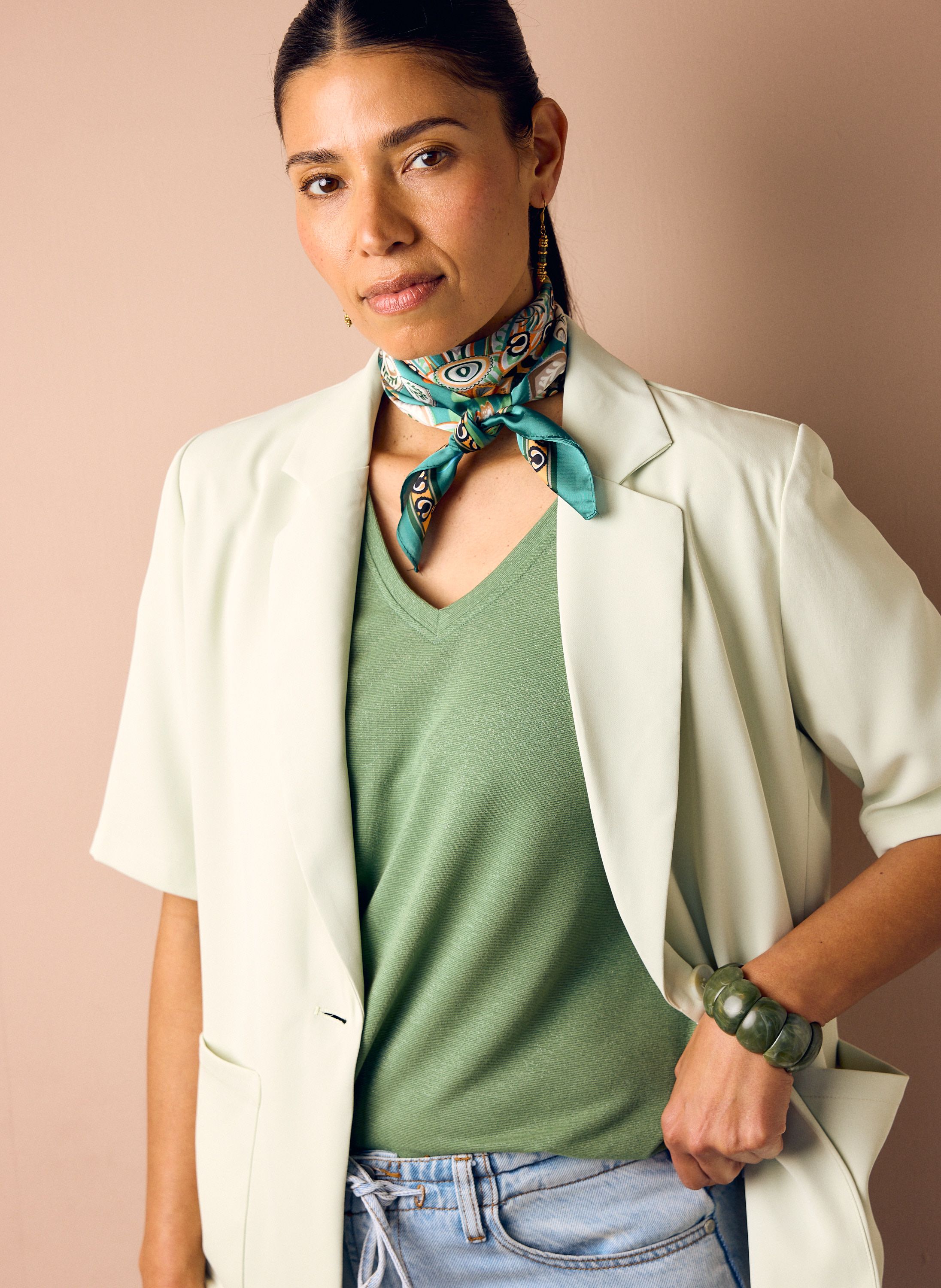 Norah Pastelgroene blazer met korte mouwen pastel green 218802-512-42