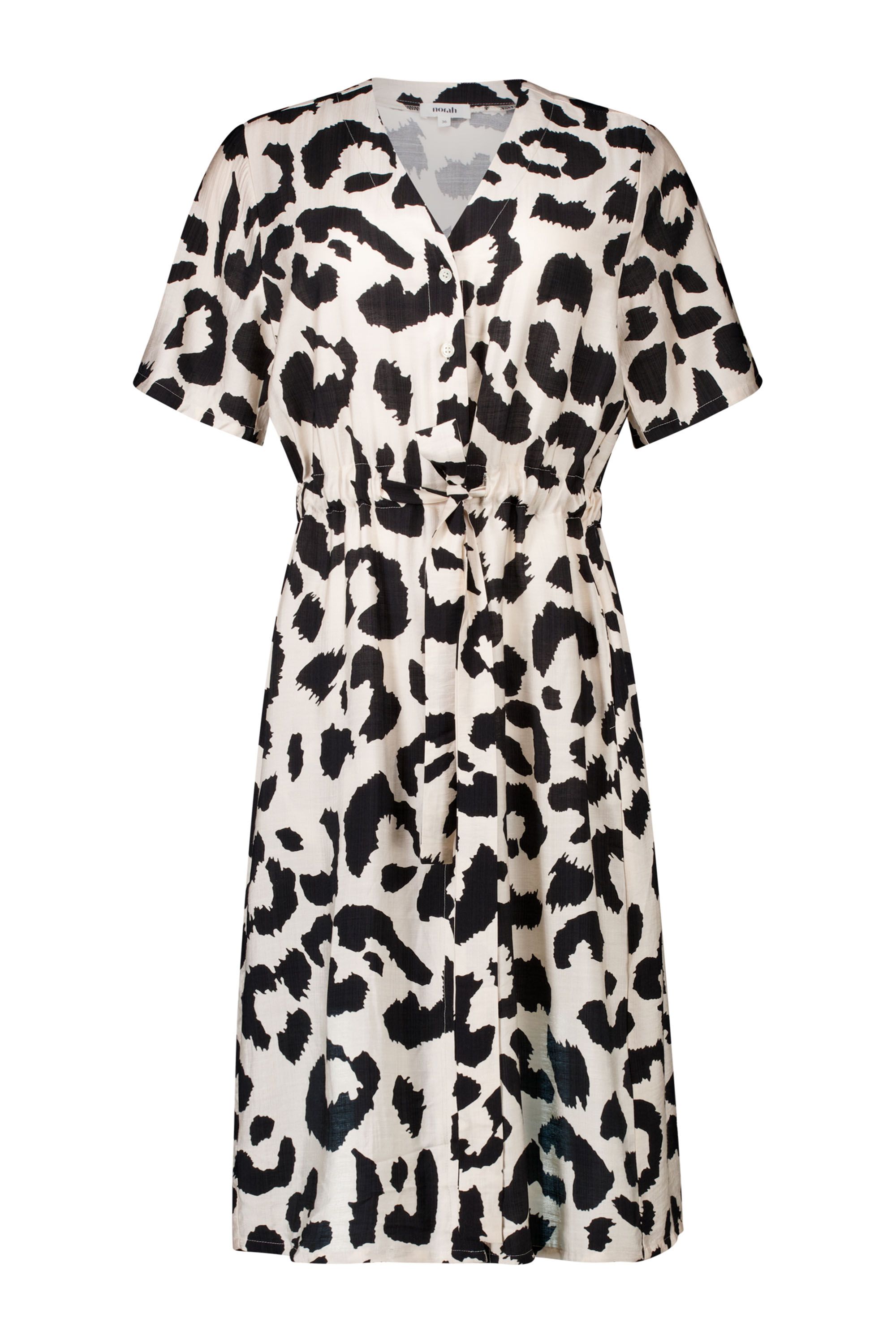 Norah Zwart/witte midi jurk met dierenprint black/ecru 218805-041-48