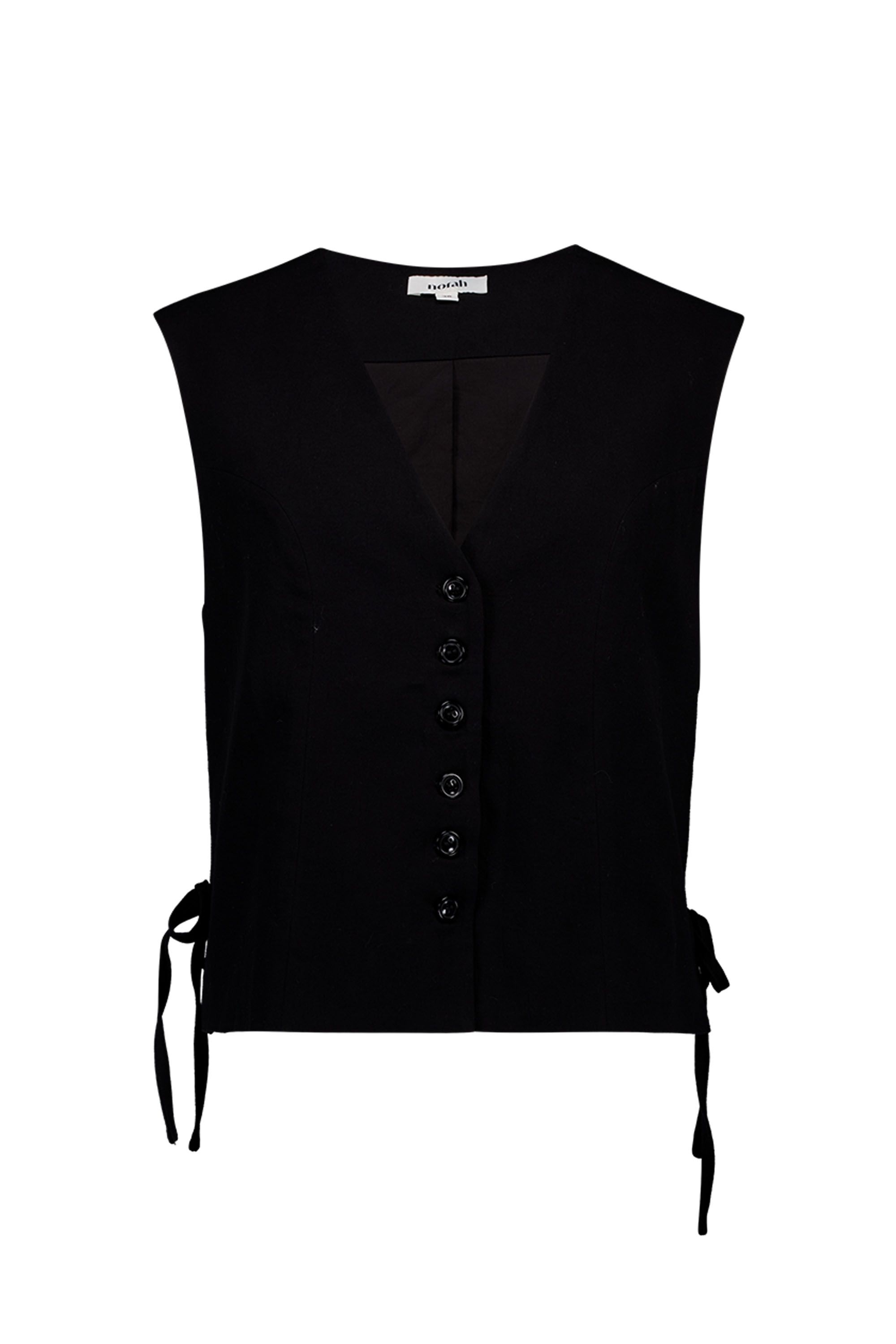 Norah Zwart gilet met strikjes black 218807-001-42