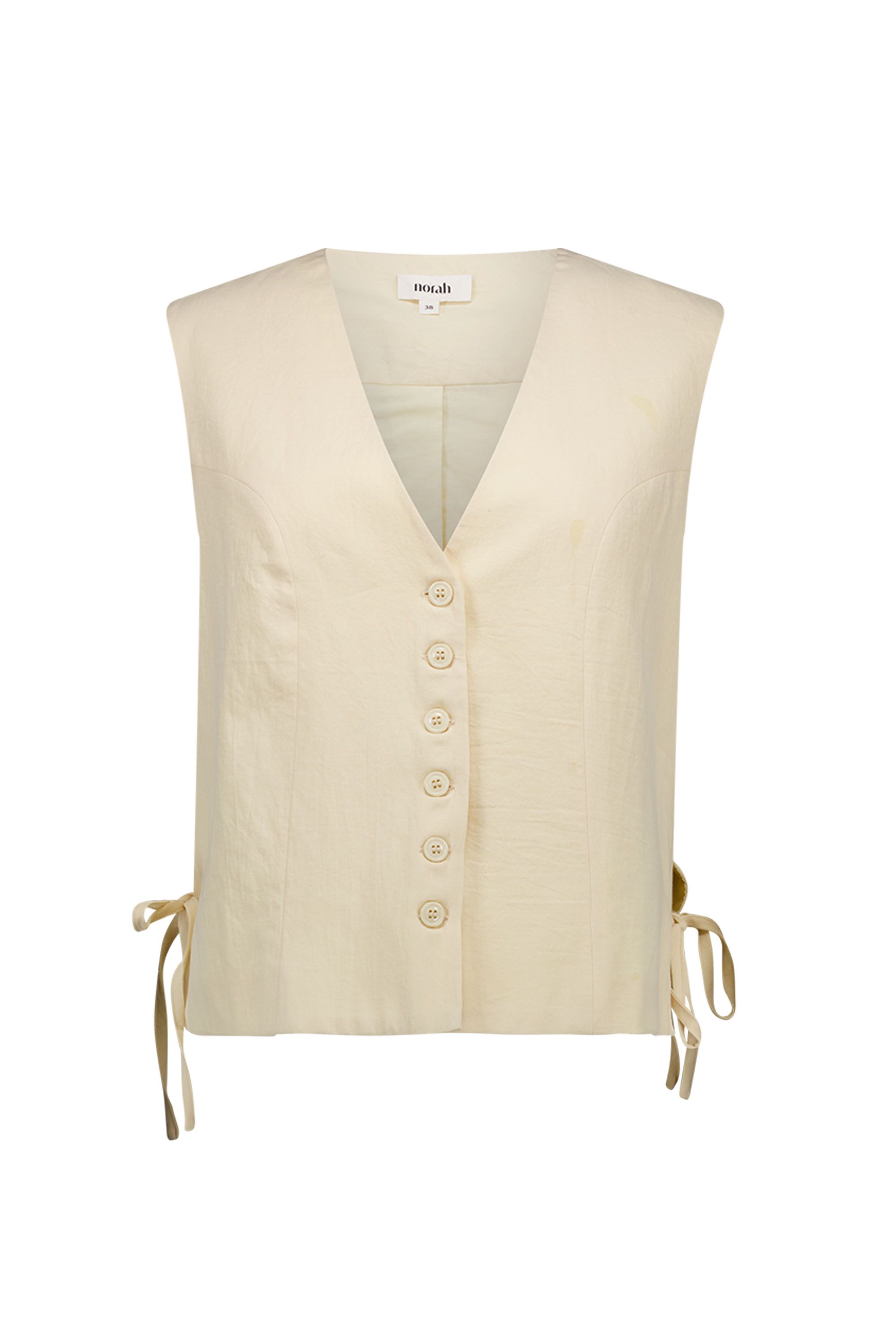 Norah Lichtgeel gilet met strikjes vanilla 218807-104-46