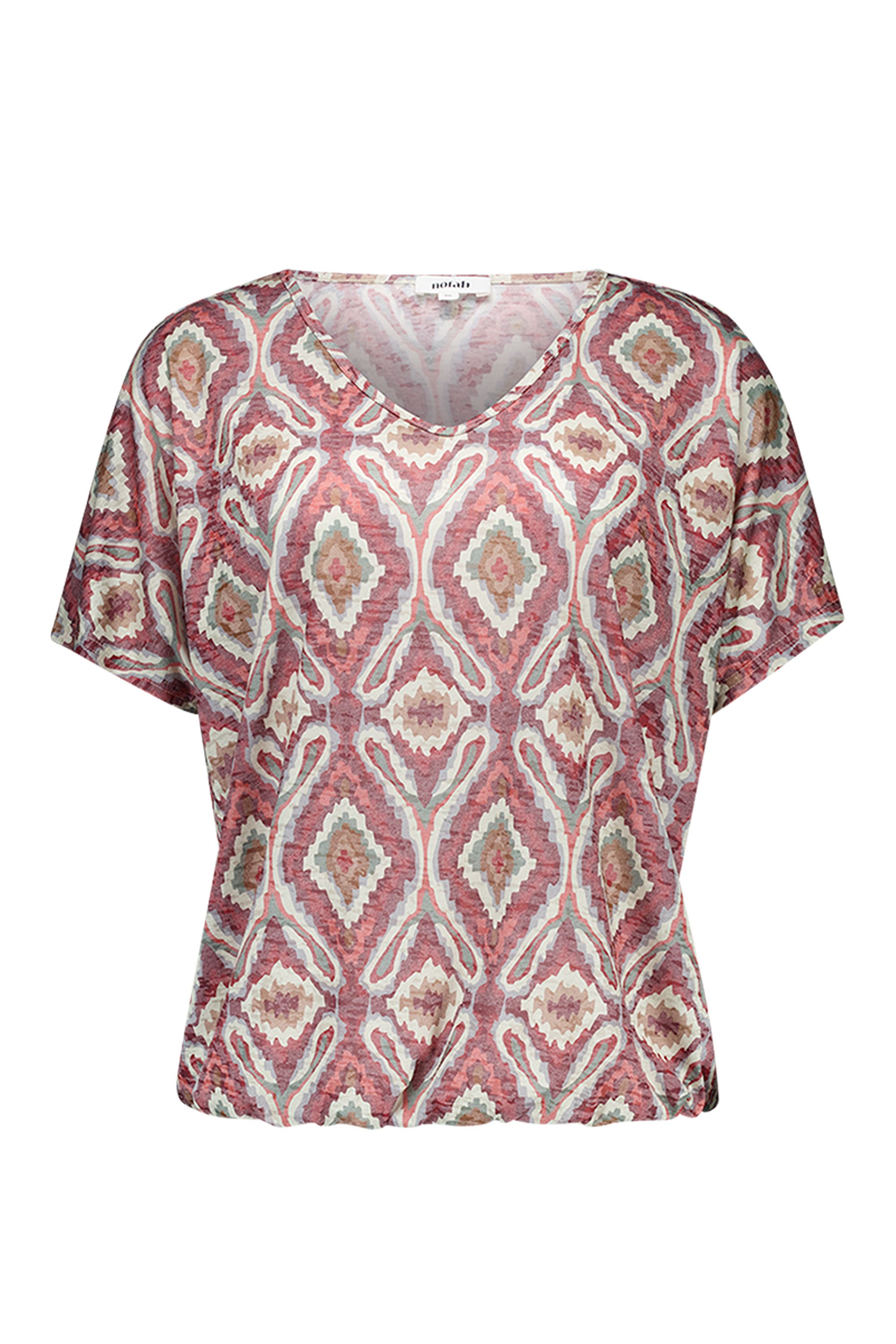 Norah Roze shirt met grafische print dark rose multicolor 218808-996-34